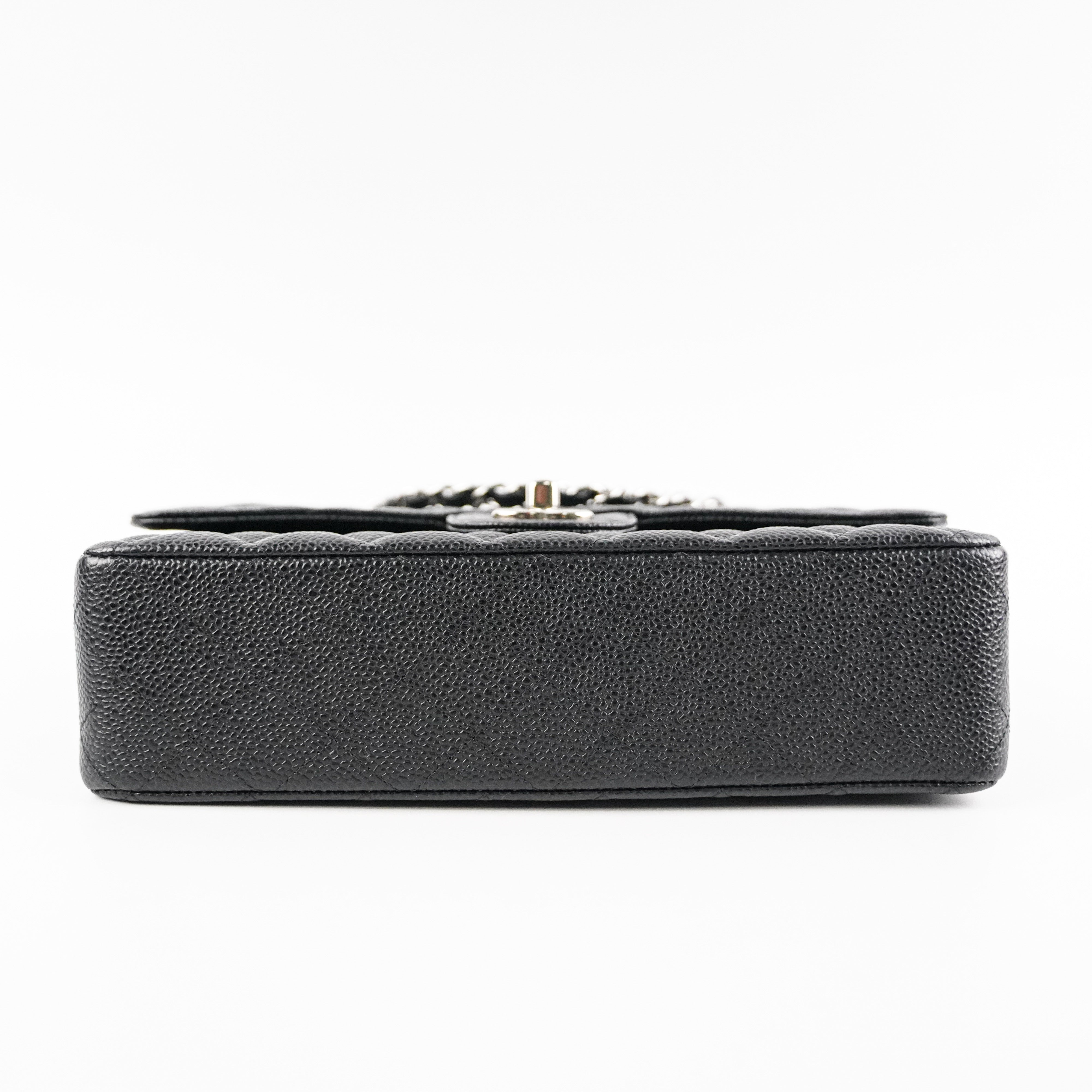 Chanel Medium/Large Double Classic Flap Bag in Black Caviar Leather - Luxury Designer Handbag for Women, Perfect for Work, Evening Events & Special Occasions