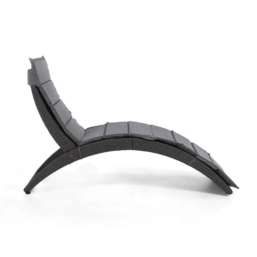 Furniture of America Muse & Lounge Co. Fields Outdoor Chaise Lounge - Gray PE Wicker Rattan Patio Furniture for Poolside, Garden & Backyard Relaxation