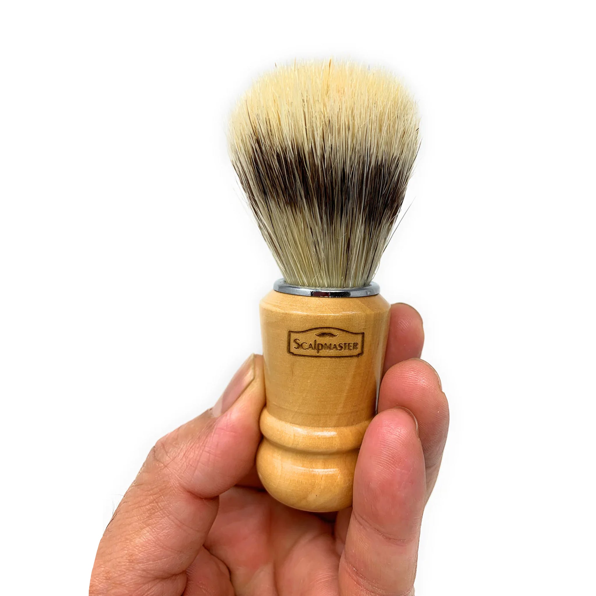 Premium Scalpmaster Boar Bristle Shaving Brush with Wooden Handle - 100% Natural Boar Bristles for Men (Model SB-15) - Perfect for Wet Shaving, Beard Grooming & Luxury Skincare Routine