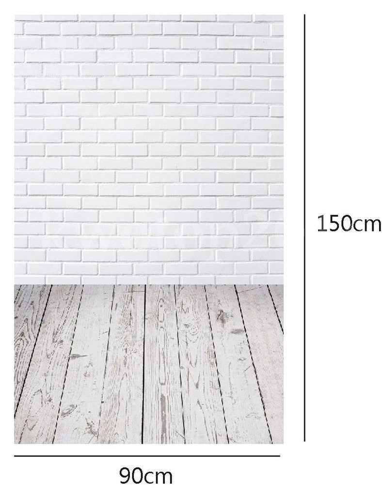 Lelinta 3x5ft Beige Brick Wooden Floor Photo Backdrop for Studio Photography