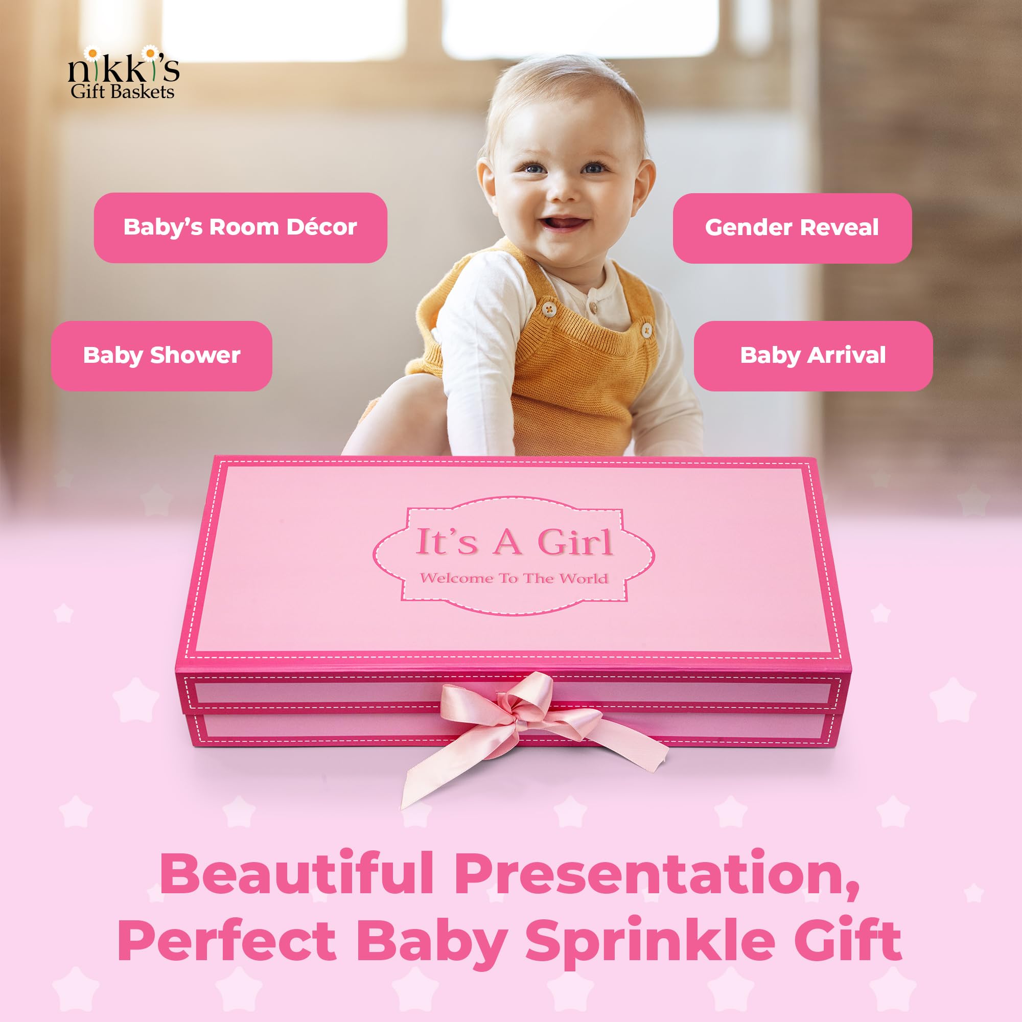 Adorable Pink Baby Girl Gift Set - Newborn Layette & Clothing for Expecting Moms | Perfect Baby Shower & Welcome Home Gift by Nikki’s Gift Baskets | Ideal for New Parents, First Birthday & Special Occasions