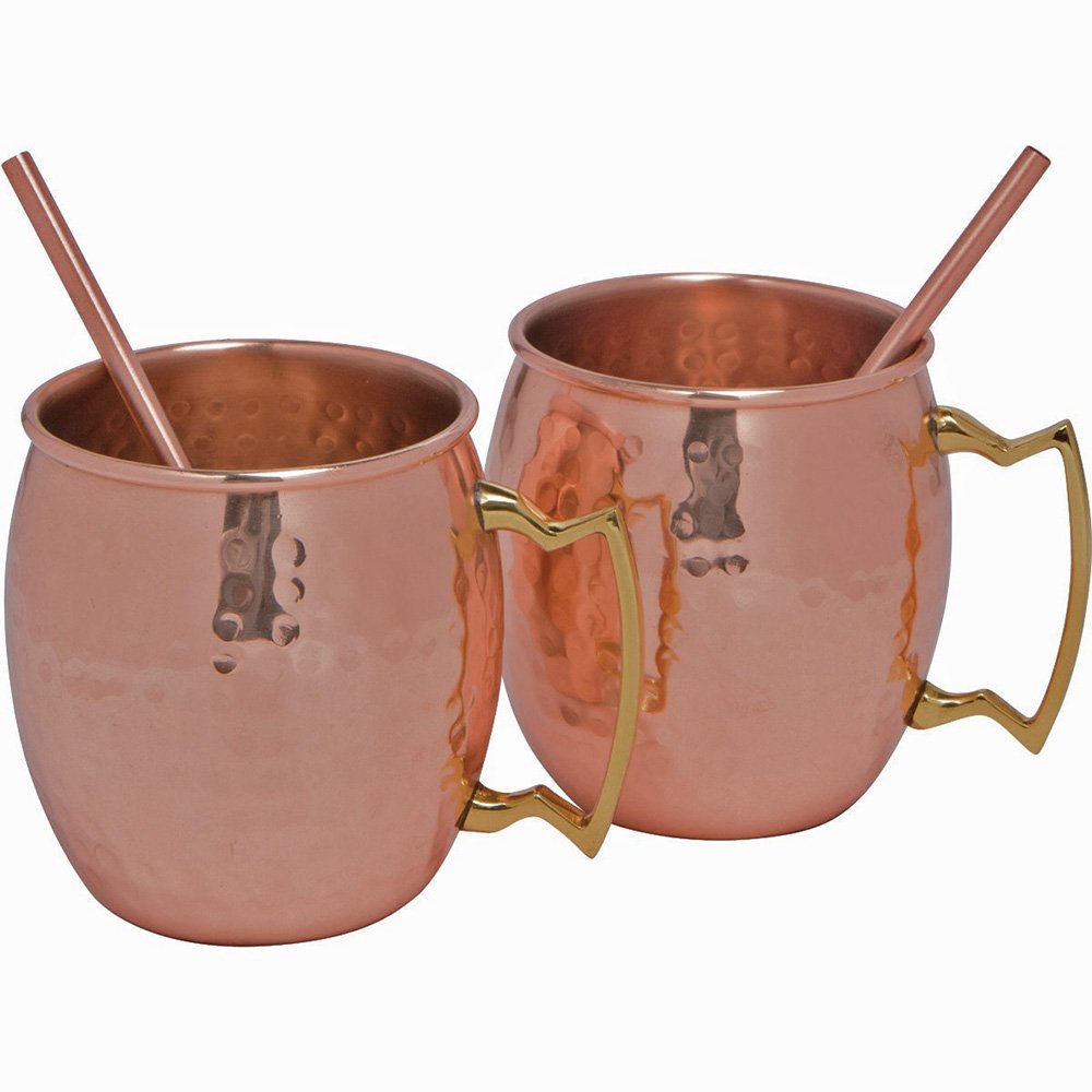 100% Solid Copper Moscow Mule Straws - Set of 2 - Handmade in India - Perfect for Cocktails, Smoothies, and Party Drinks