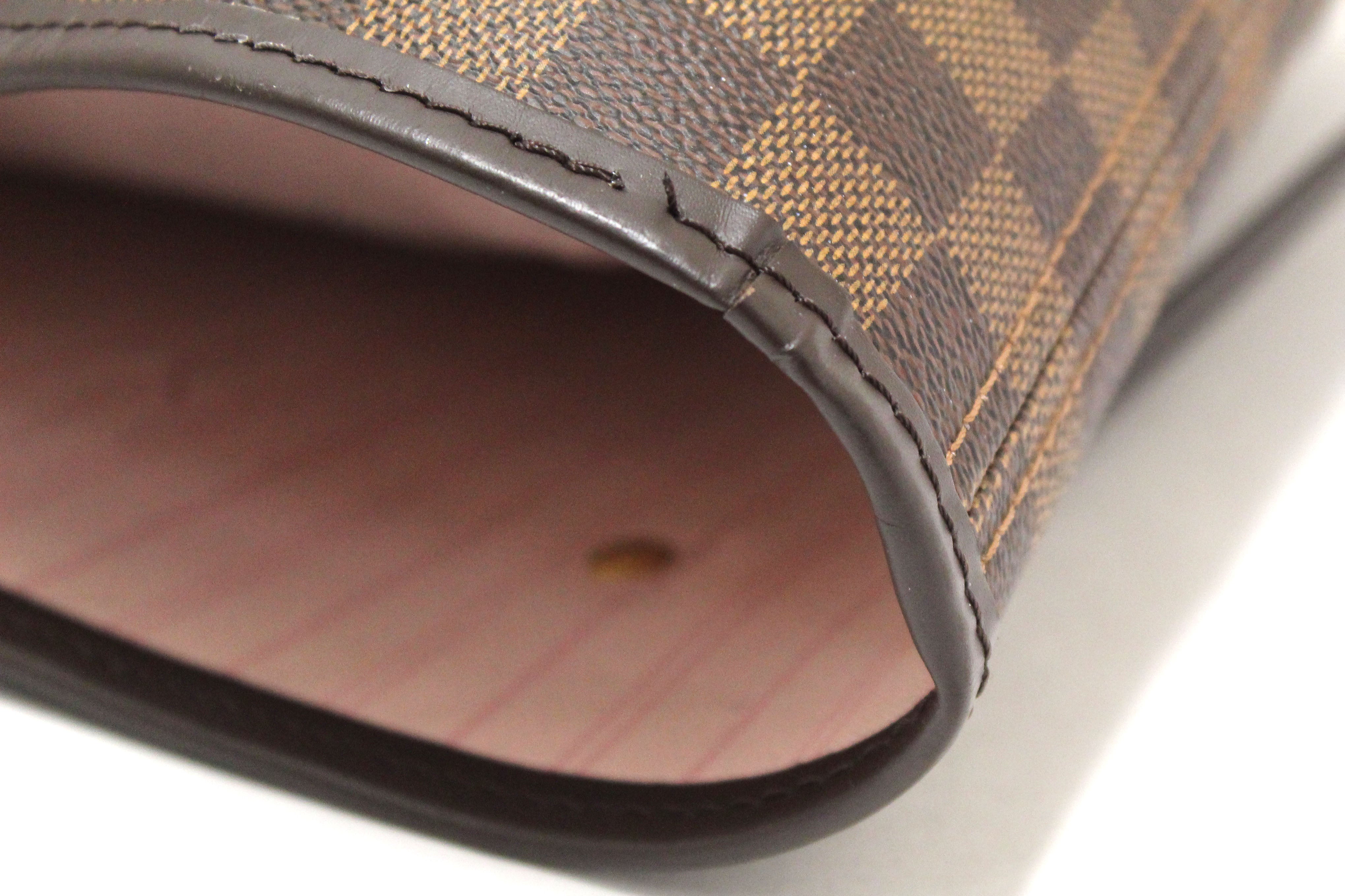 Authentic Louis Vuitton Damier Ebene Neverfull MM Tote Bag with Rose Pink Interior - Stylish Shoulder Bag for Women, Perfect for Work, Travel & Everyday Use
