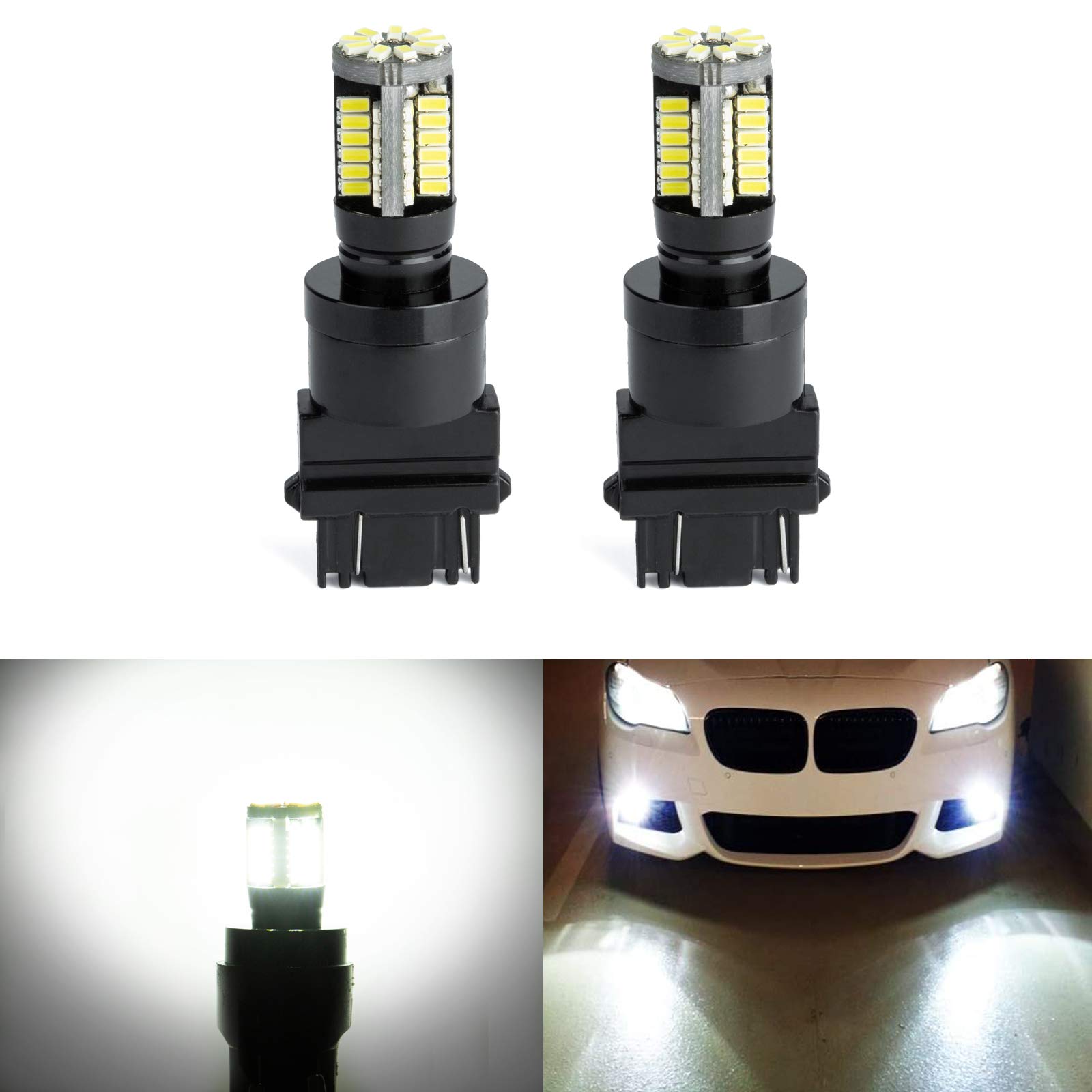 Eagofar 3157 LED Bulbs Xenon White 6500K 700 Lumens - Super Bright 3457 3757 LED Bulb Replacement for Backup Reverse Lights, Brake Lights, Tail Lights (Pack of 2) - Perfect for Cars, Trucks, SUVs & Motorcycle Lighting Upgrades