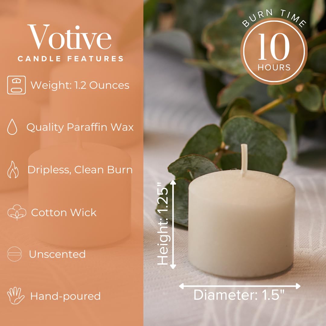 Simply Soson Bulk Votive Candles - 24 Ivory Unscented Candles with Glass Holders, 10-Hour Burn Time - Perfect for Weddings, Birthdays, Holidays & Home Decor - Create Cozy Ambiance for Dining, Relaxation & Romantic Settings