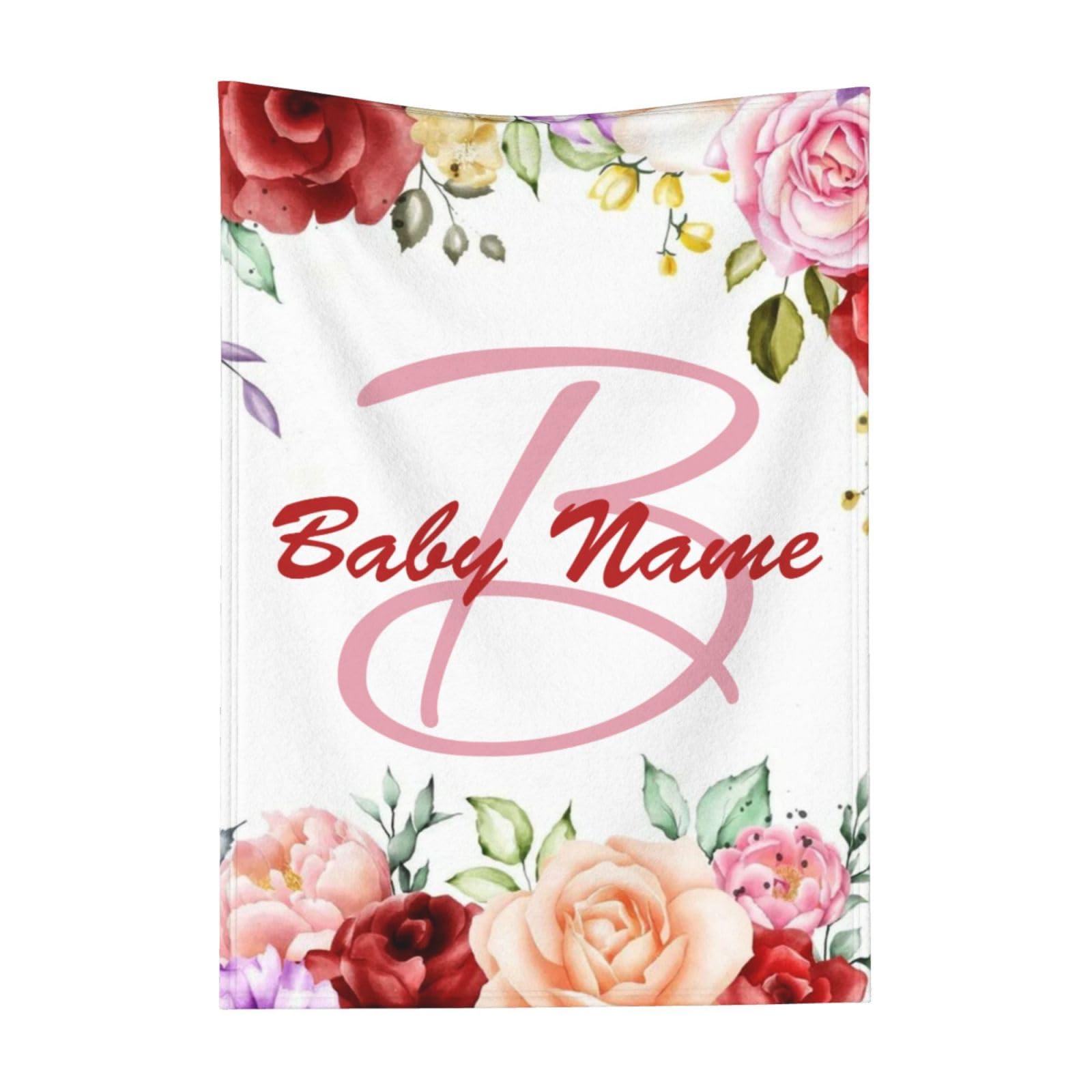 Personalized Baby Blankets with Name - Custom Floral Embroidered Baby Blanket for Newborn Girls & Boys - Soft Swaddle & Toddler Blanket Gift for Baby Showers, Birthdays & Nursery Decor