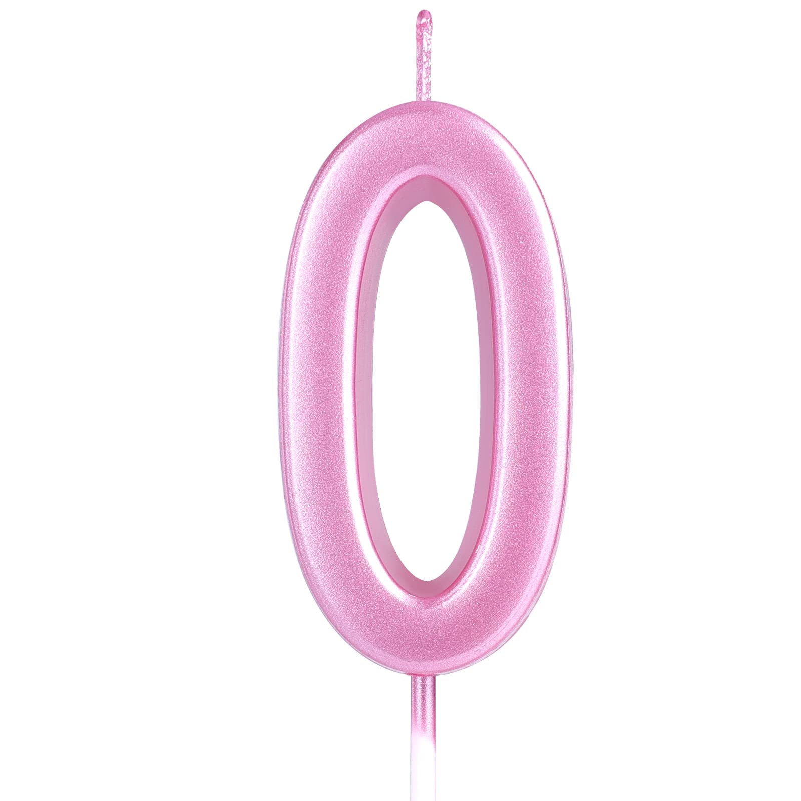 AIEX 2.76 Inch/7cm Pink Number Cake Candles - Birthday Wedding Anniversary Party Decorations (Number 0) - Perfect for Birthday Cakes, Wedding Desserts & Anniversary Celebrations