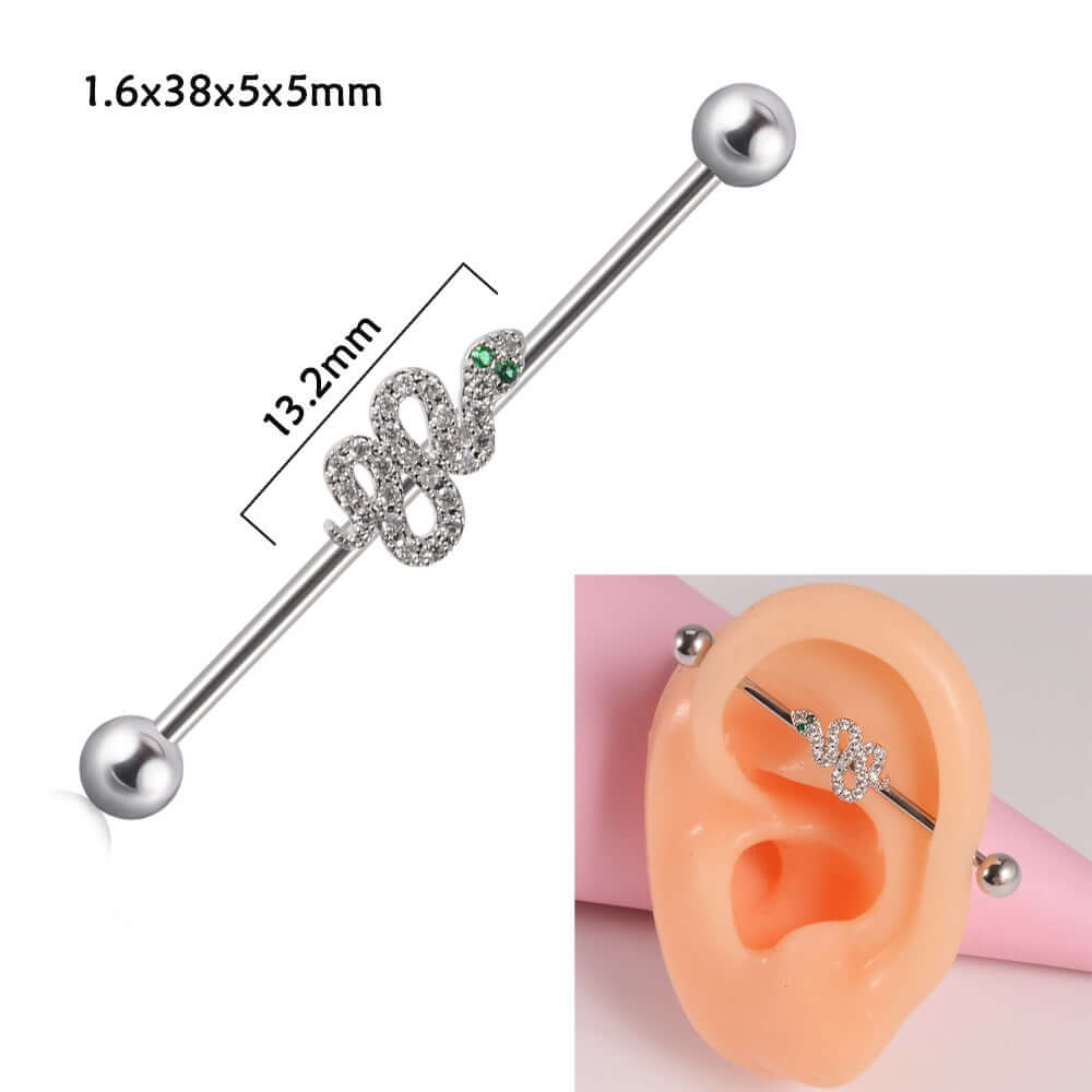 14g Silver Scorpio Insect Industrial Barbell Body Jewelry - Belly Button & Nose Piercing Bar | Perfect for Gothic, Punk & Alternative Fashion Styles