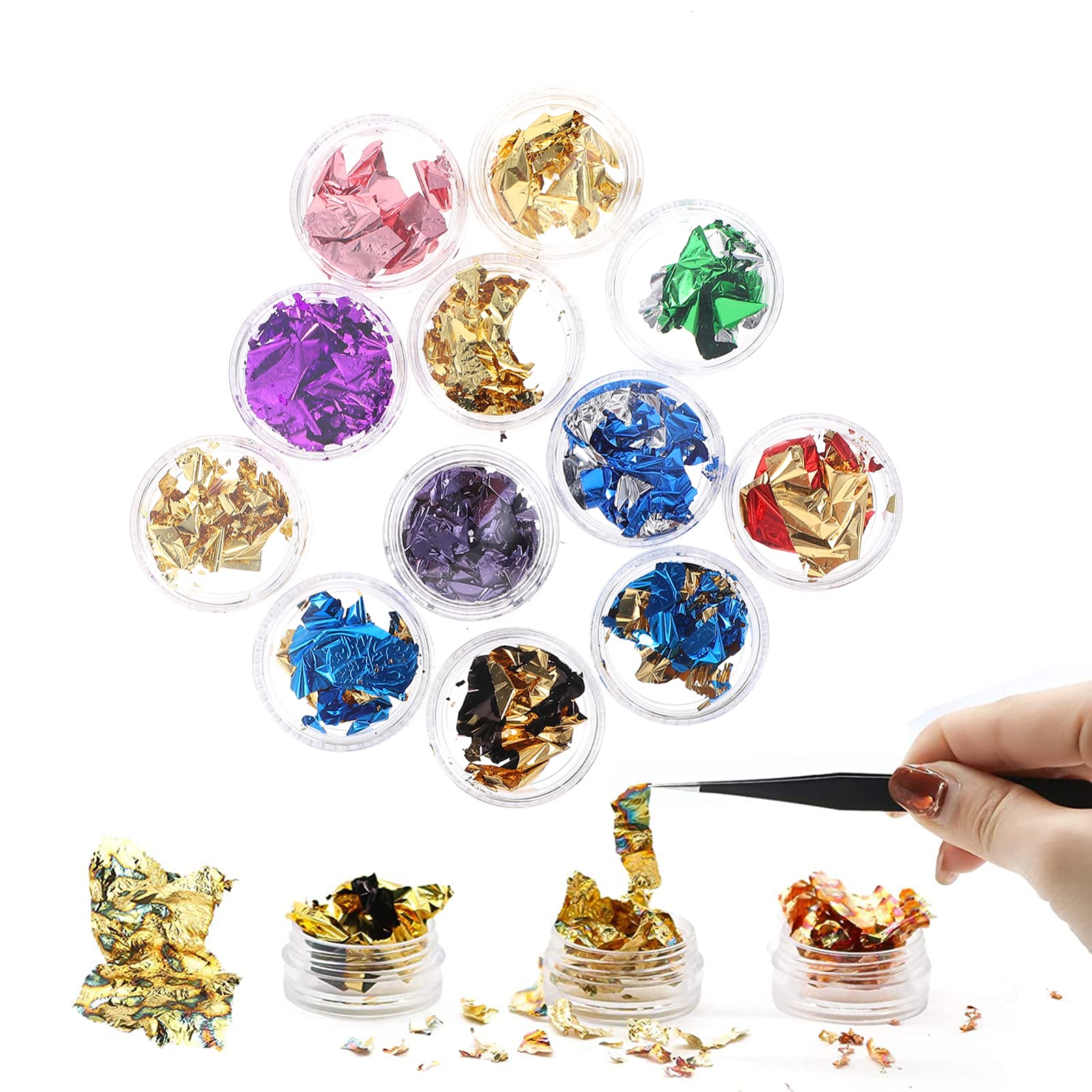 48pcs Glitter Foil Nail Chips for DIY Nail Art - Metallic Tinfoil Paillette Manicure Decoration | Perfect for Nail Salon, Home Manicure & Party Nail Designs