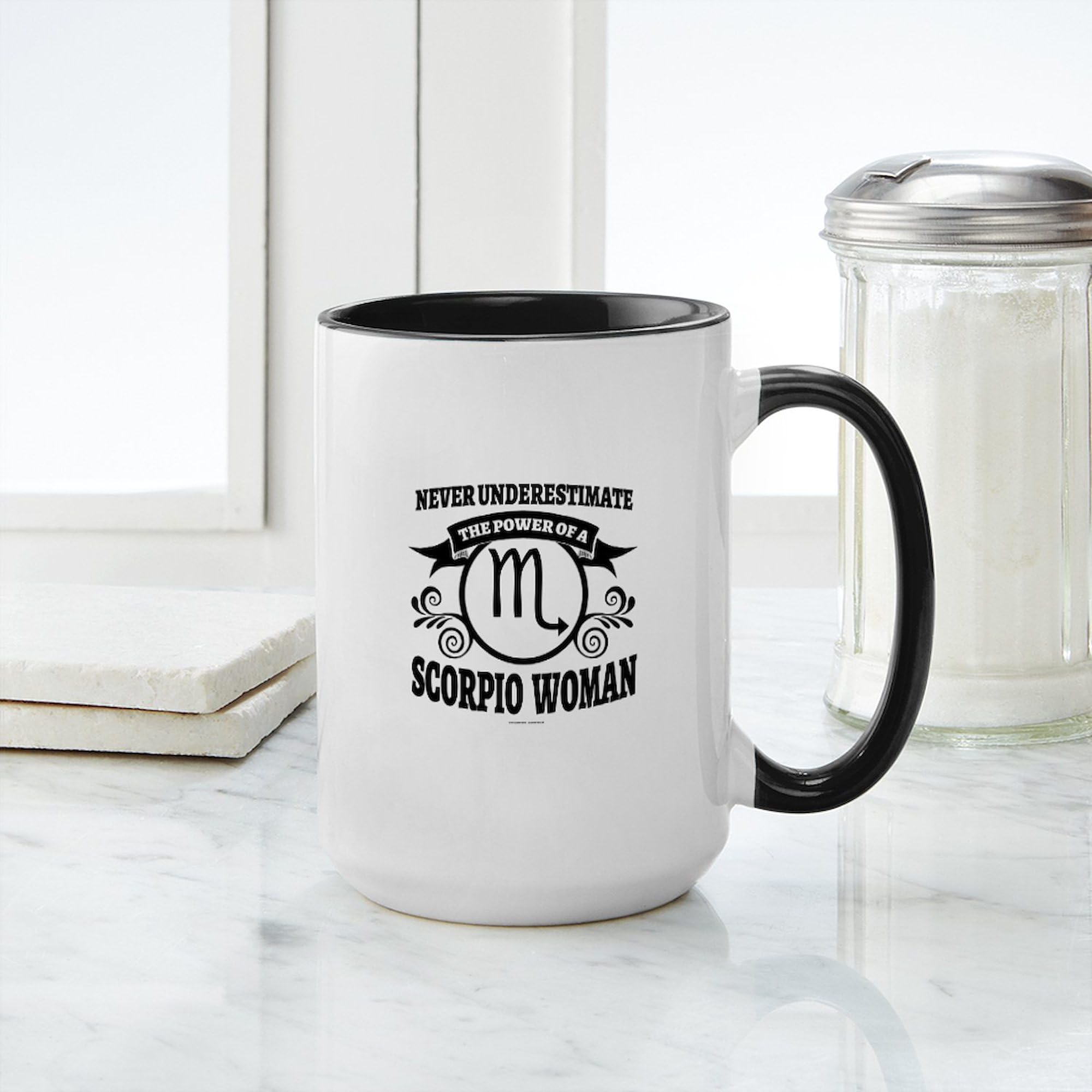 Scorpio Woman Coffee Mug - 15 oz (444 ml) Ceramic Zodiac Sign Cup for Tea & Hot Drinks - Perfect Gift for Scorpio Women, Birthday Present & Office Use