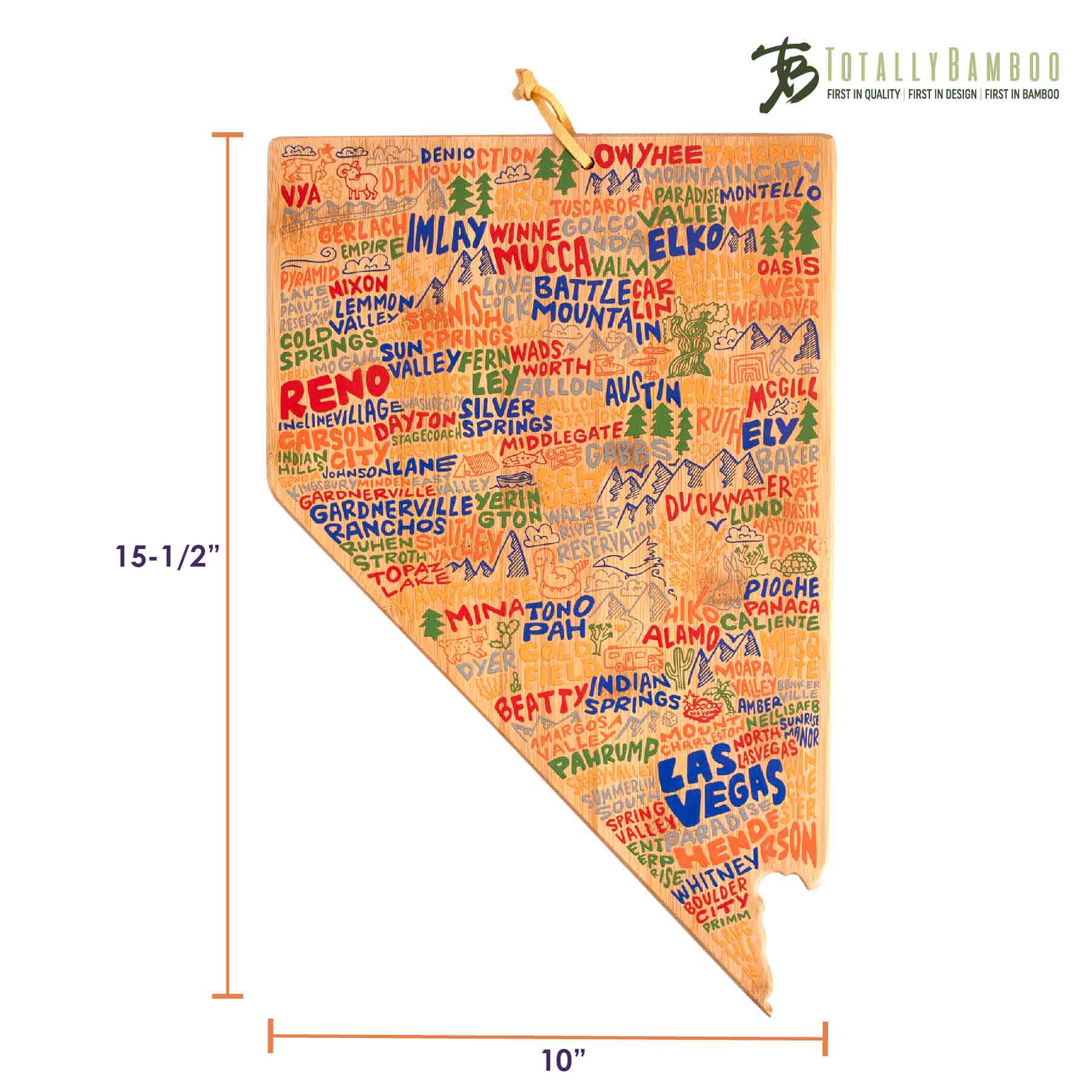 Premium Nevada-Themed Wooden Cutting Board with Artistic Design by Wander on Words™ - Perfect for Kitchen Decor, Housewarming Gifts & Rustic Home Cooking