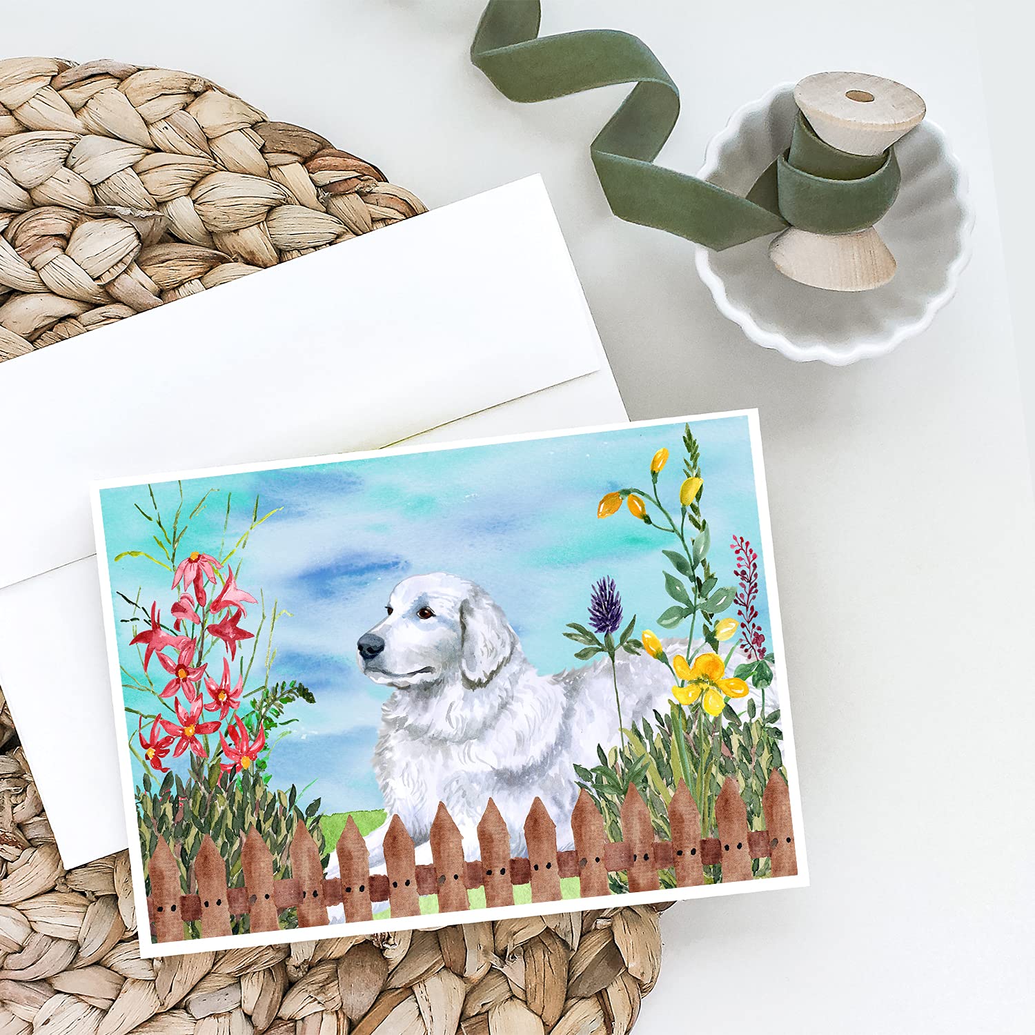 Premium Maremma Sheepdog Spring Greeting Cards - Pack of 8 Blank A7 Note Cards (5x7) with Envelopes | Whimsical Dog-Themed Stationery for Spring Occasions, Birthdays & Thank You Notes