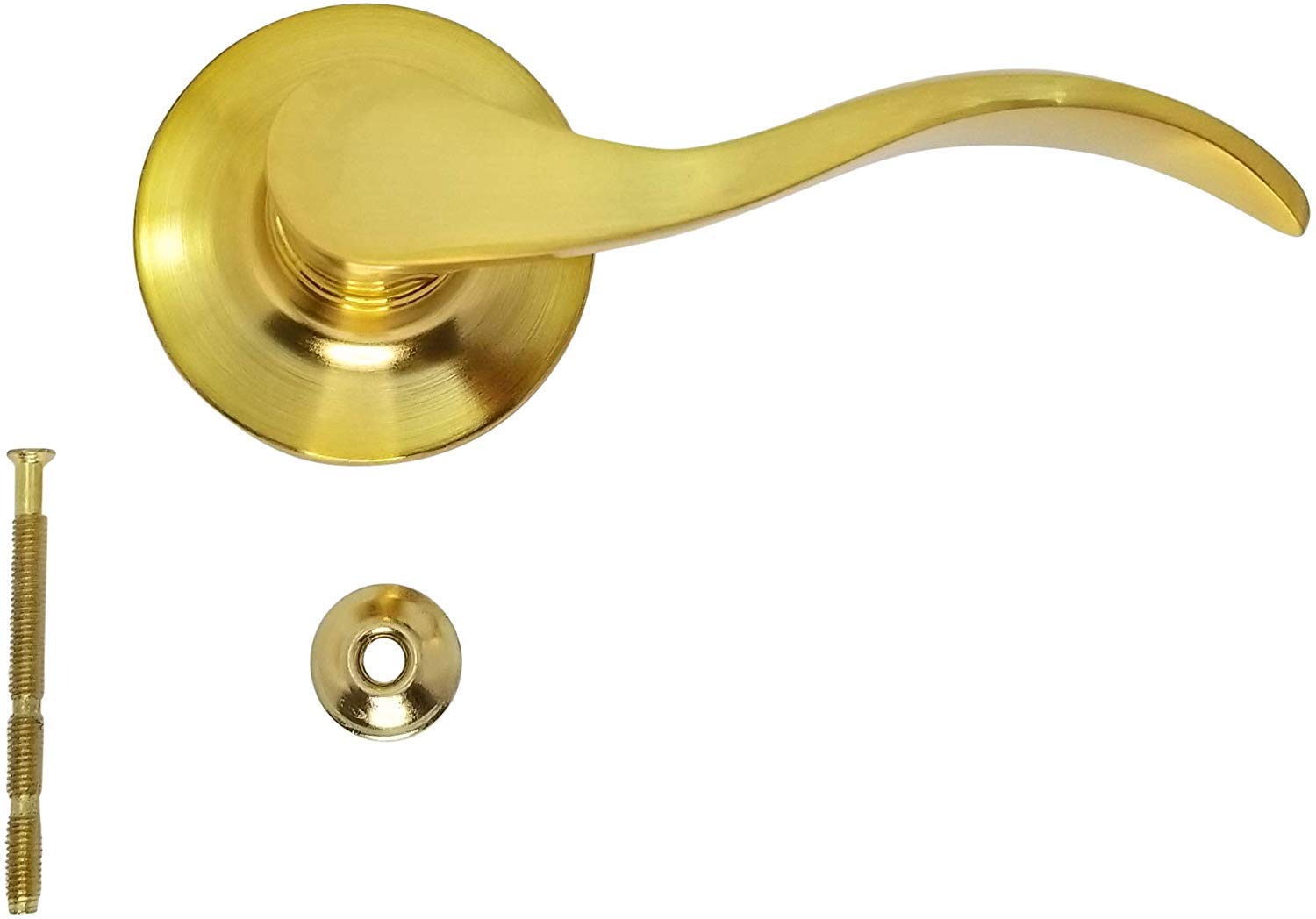 10-Pack Dummy Closet Door Lock Lever Handles - New Wave Style in Satin Brass Finish (Left Hand) - Perfect for Bedroom, Bathroom & Closet Privacy Security