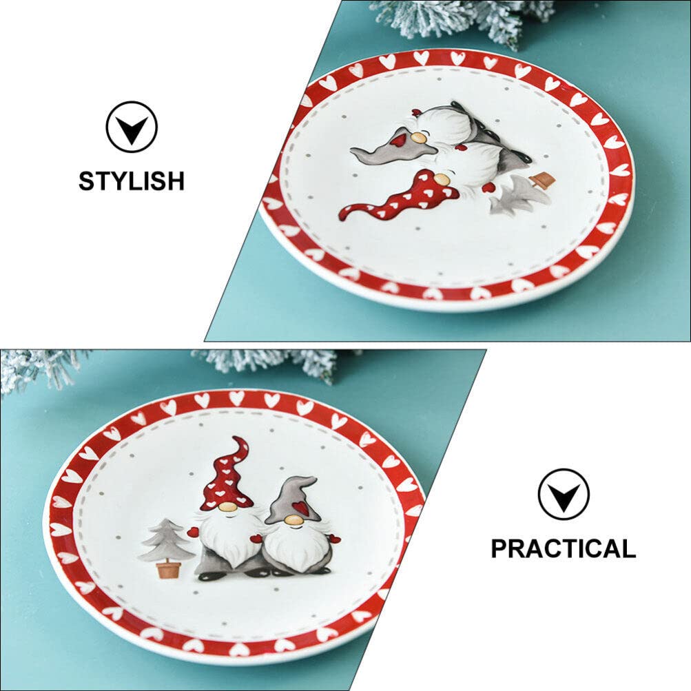COHEALI Christmas Gnomes Ceramic Plates – Festive Holiday Dinner & Salad Serving Platter, Round Appetizer Plates for Snacks, Pasta, Cheese, Ham & Fruit – Perfect for Xmas Parties, Family Gatherings & Holiday Decor