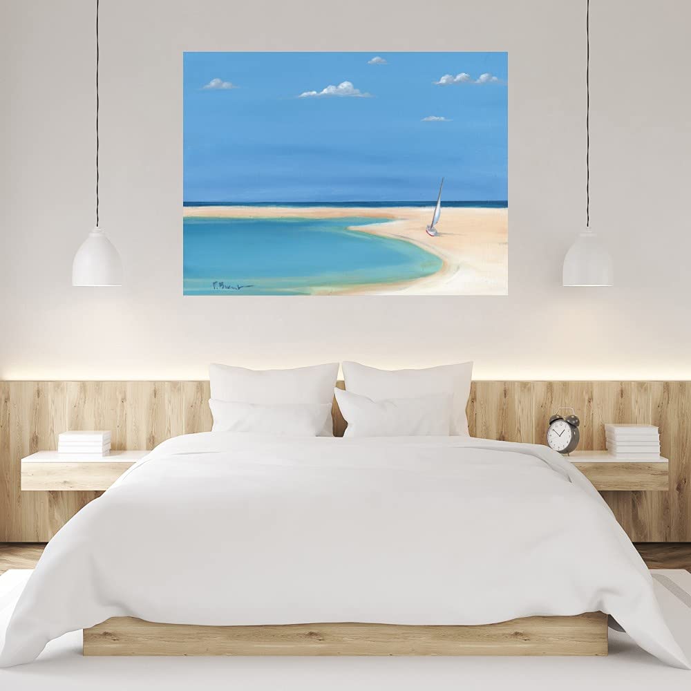 Serenity Cove Sailboat Fine Art Canvas Wall Decor by Paul Brent - 32x24 Inches - Ready to Hang - Perfect for Living Room, Bedroom, Office & More - Coastal Home Decor & Nautical Wall Art for Beach House Style
