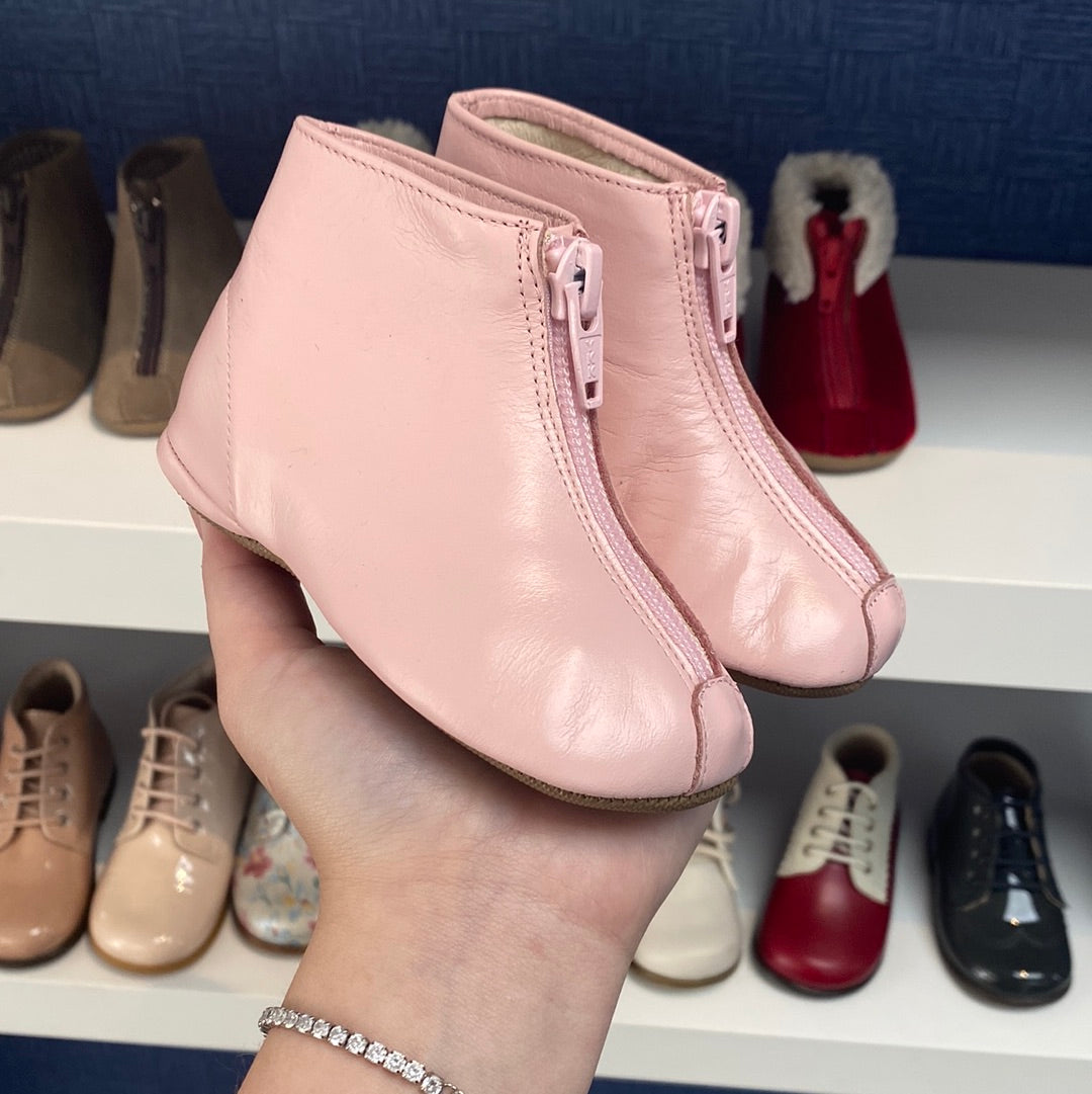 Pepe Baby Pink Zipper Booties - Soft & Comfortable Infant Shoes for Newborns & Toddlers - Perfect for Indoor Play, Outdoor Walks & Photo Shoots