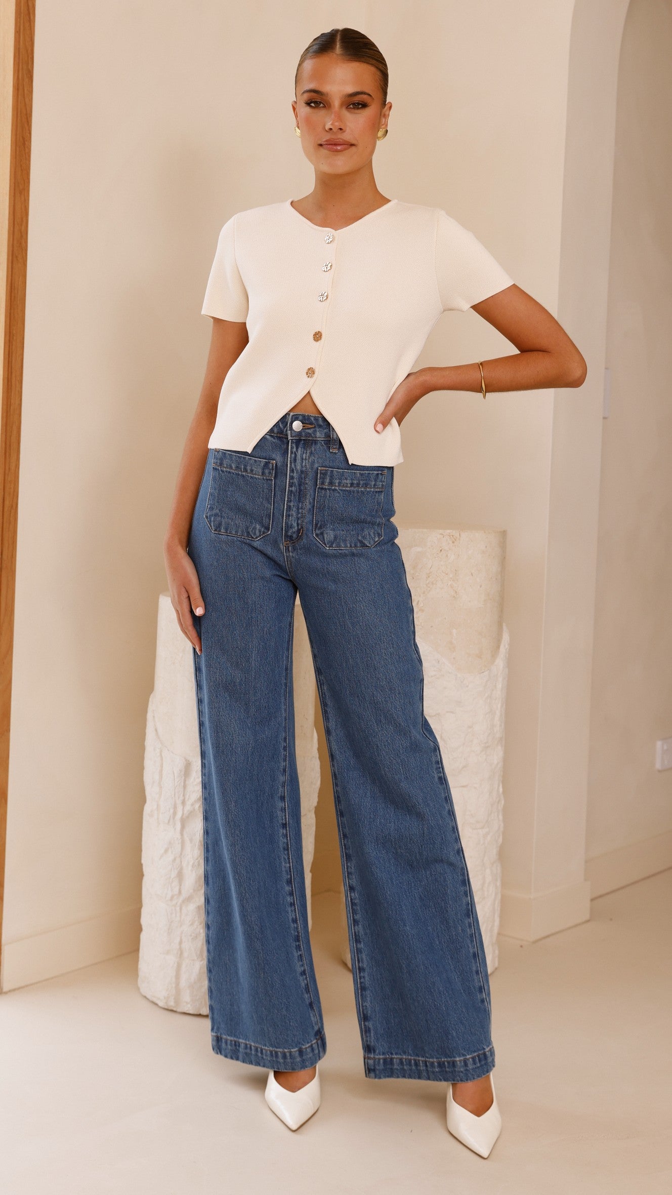 Calile Women's Cream Top - Soft & Comfortable Blouse for Casual Wear, Office & Date Night Outfits