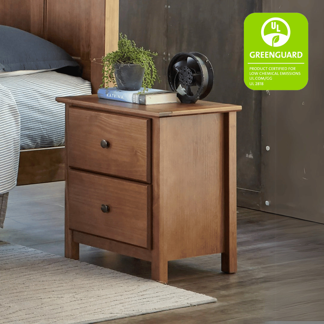 Modern Wooden Shaker 2-Drawer Nightstand - Bedside Table with Storage for Bedroom, Living Room & Guest Room - Compact Nightstand with Smooth Gliding Drawers for Home Decor