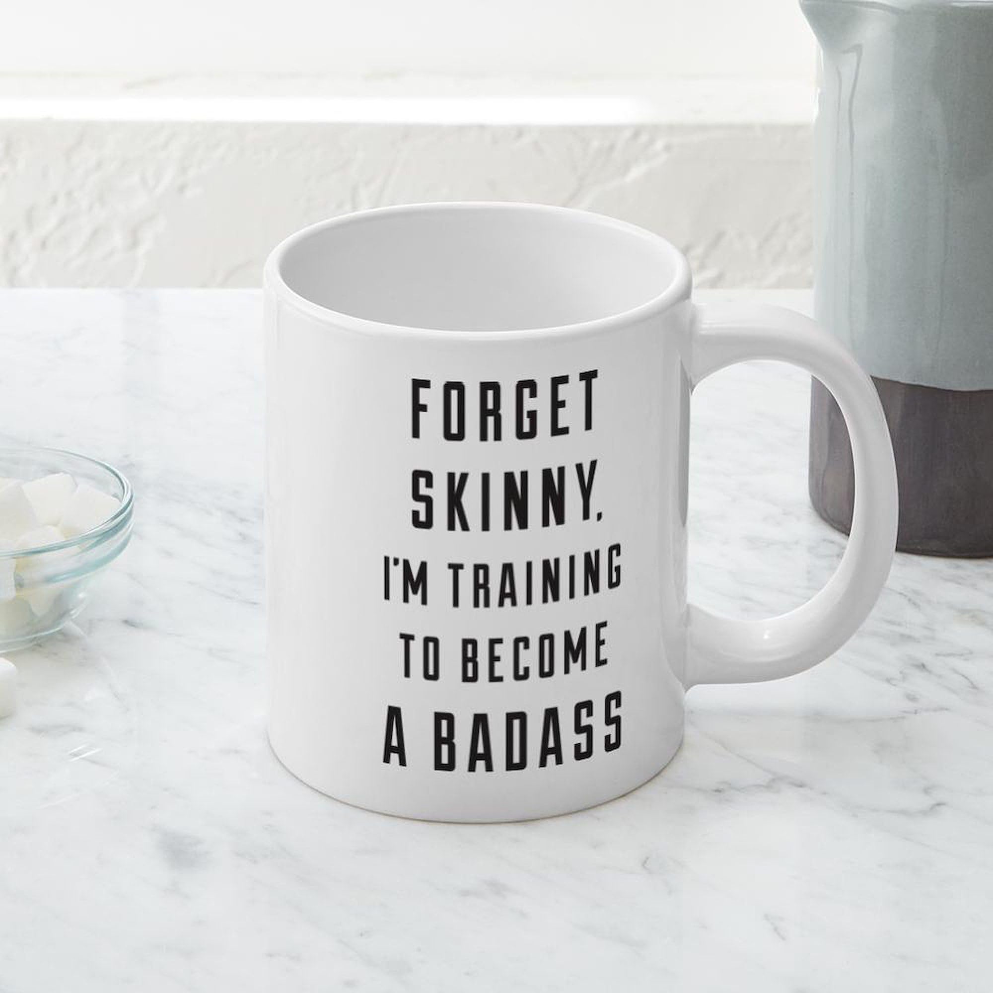 Forget Skinny 20oz Large Ceramic Coffee Mug - Extra Big Tea & Hot Drink Cup for Home, Office or Gifts - Funny Novelty Mega Cup for Coffee Lovers