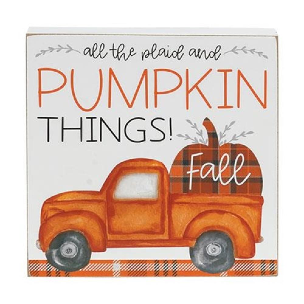 Plaid and Pumpkin Themed Wooden Box Sign - Rustic Farmhouse Fall Decor for Home, Kitchen, or Office - Perfect for Thanksgiving and Autumn Season