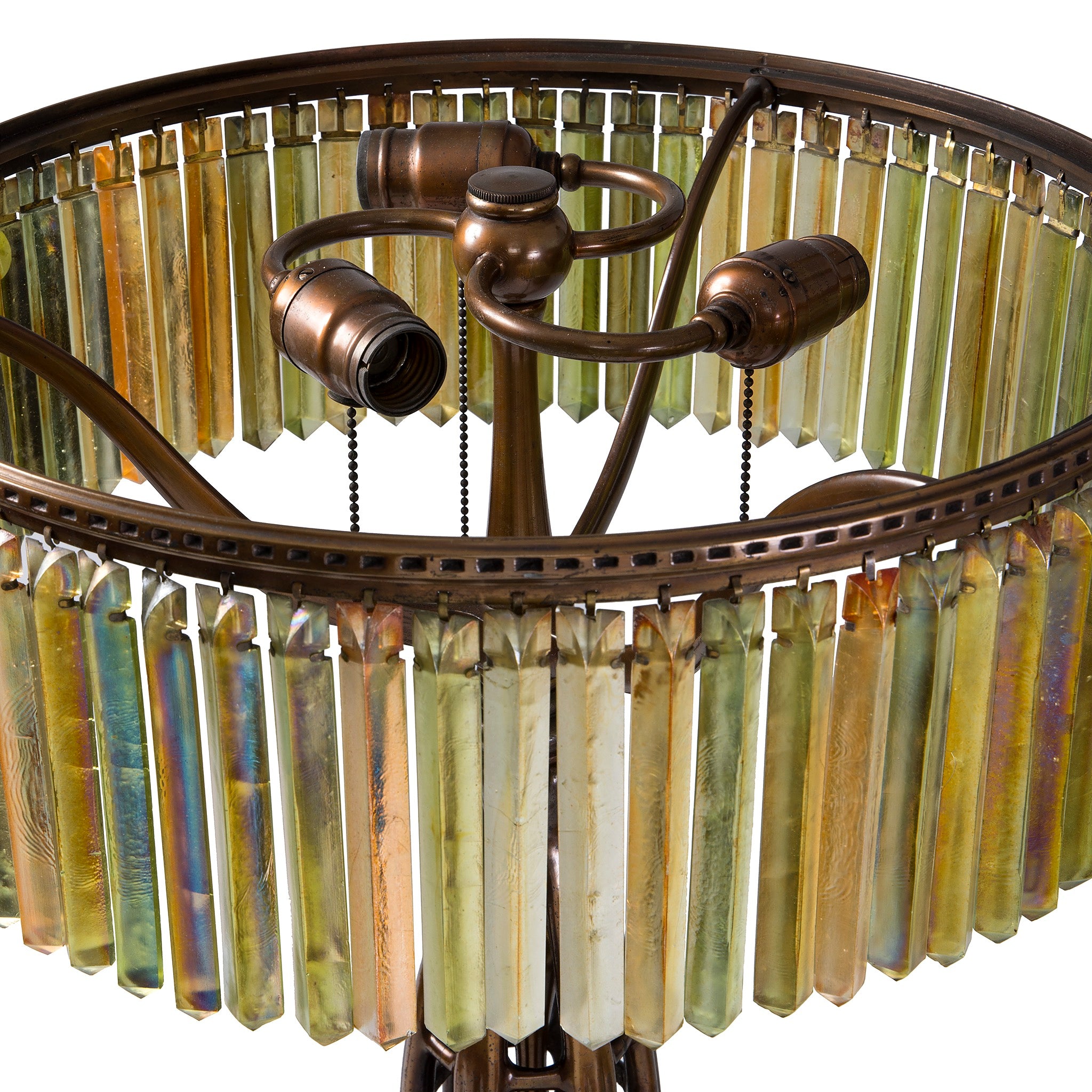 Tiffany Studios New York Jeweled Prism Table Lamp - Antique Stained Glass Lamp for Home Decor, Living Room, Bedroom & Office Lighting