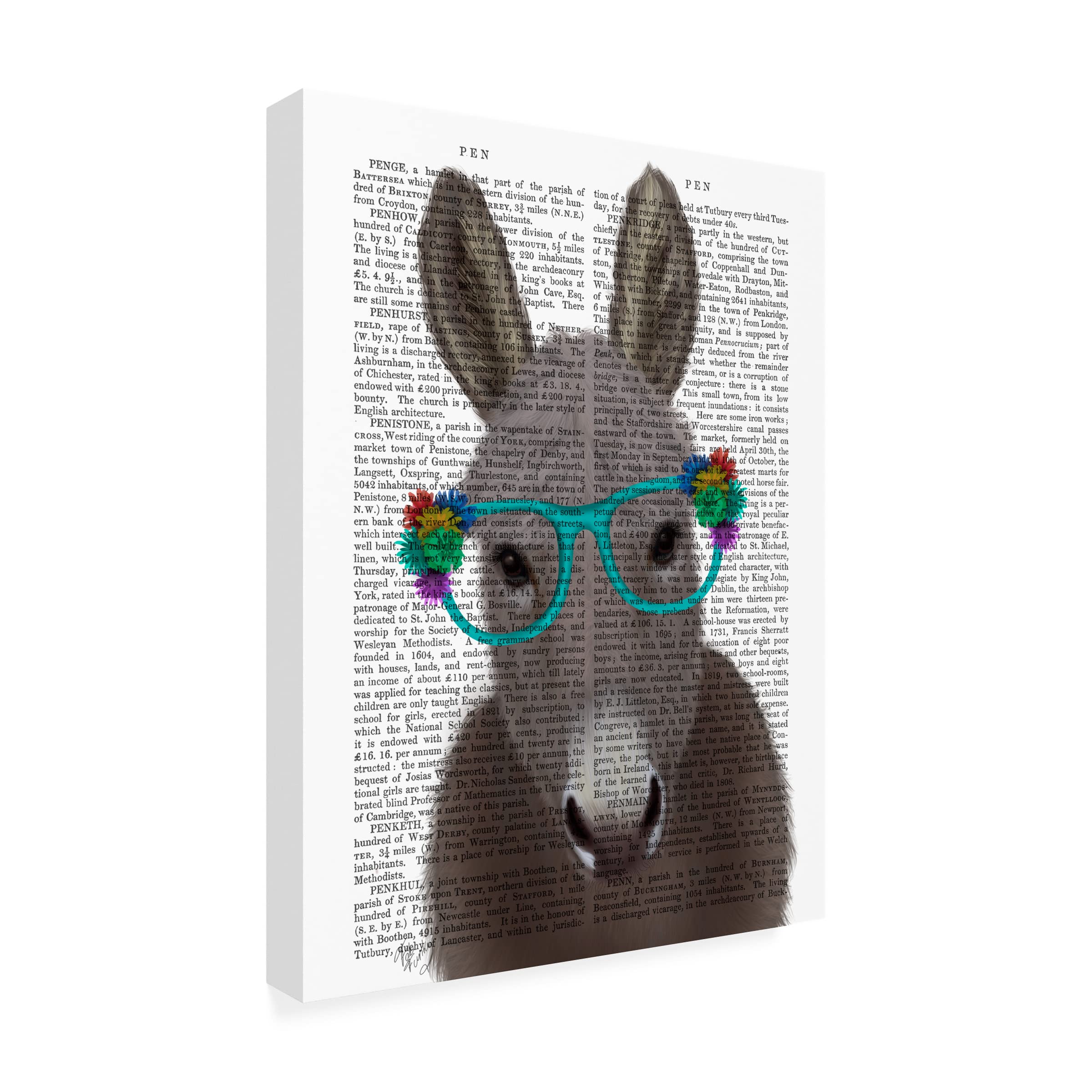 Trademark Fine Art 'Donkey with Turquoise Flower Glasses' Canvas Wall Art Print by Fab Funky - Perfect for Living Room, Bedroom & Office Decor