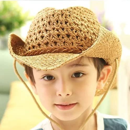 Women's & Kids' Western Cowboy Sun Hat - UPF 50+ Shapeable Straw Hat for Outdoor, Beach, Rodeo & Country Events