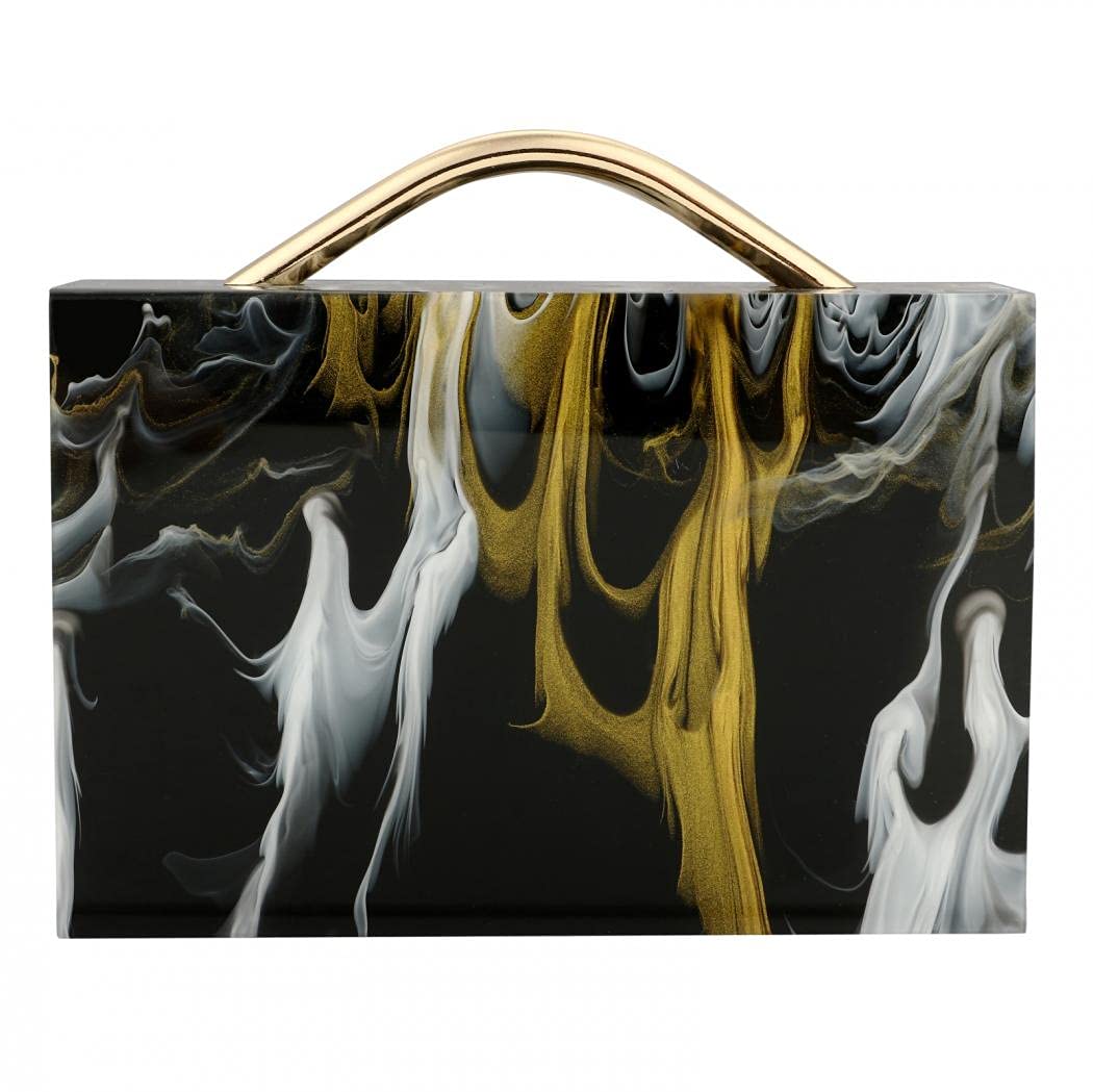 Elegant Acrylic Evening Clutch Purse with Chain - Women's Stylish Box Handbag for Wedding, Cocktail Party & Prom - Perfect for Formal Events & Night Out (Black)