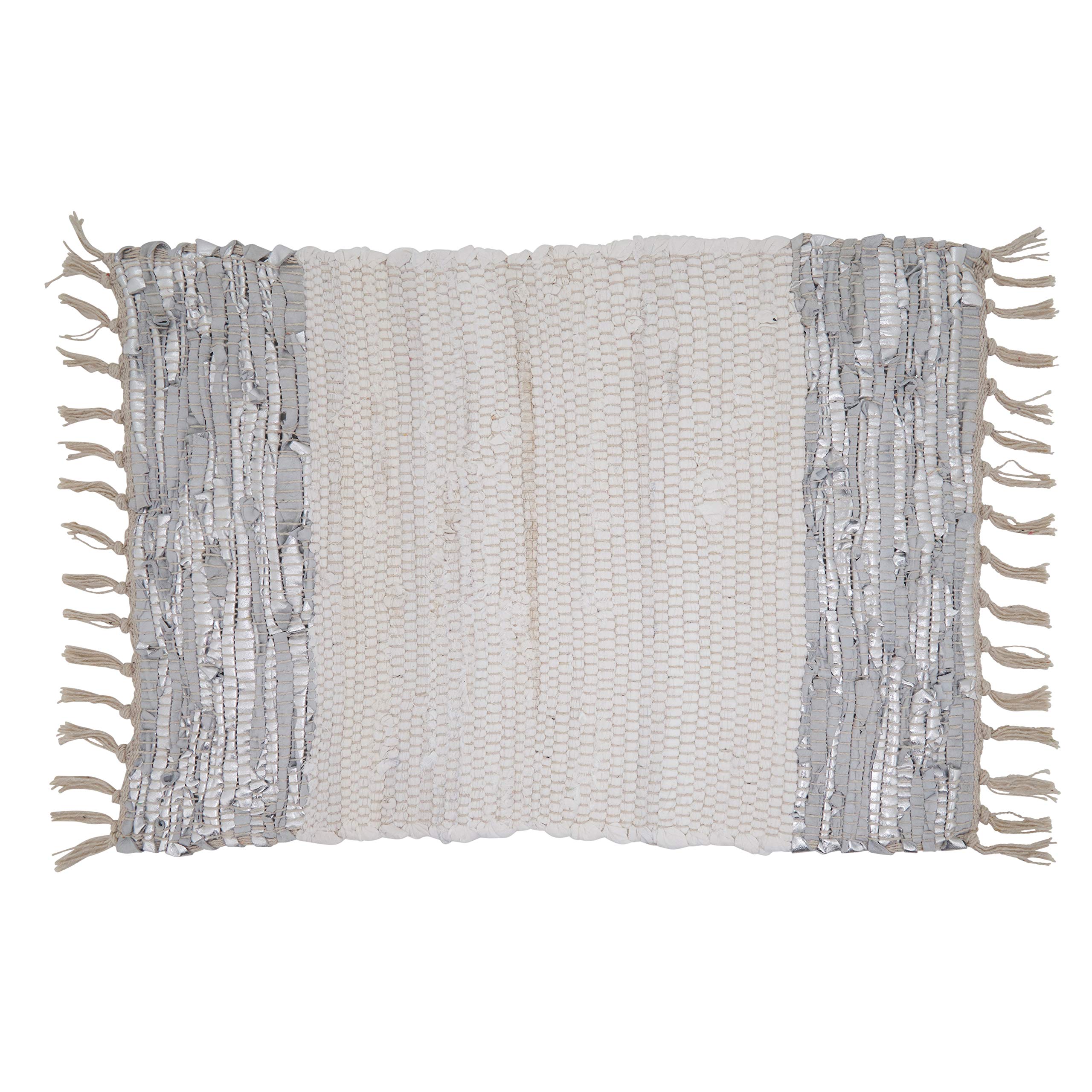 Premium Striped Leather Chindi Placemats Set of 4 - Boho Chic Table Decor for Dining Room, Kitchen & Outdoor Entertaining