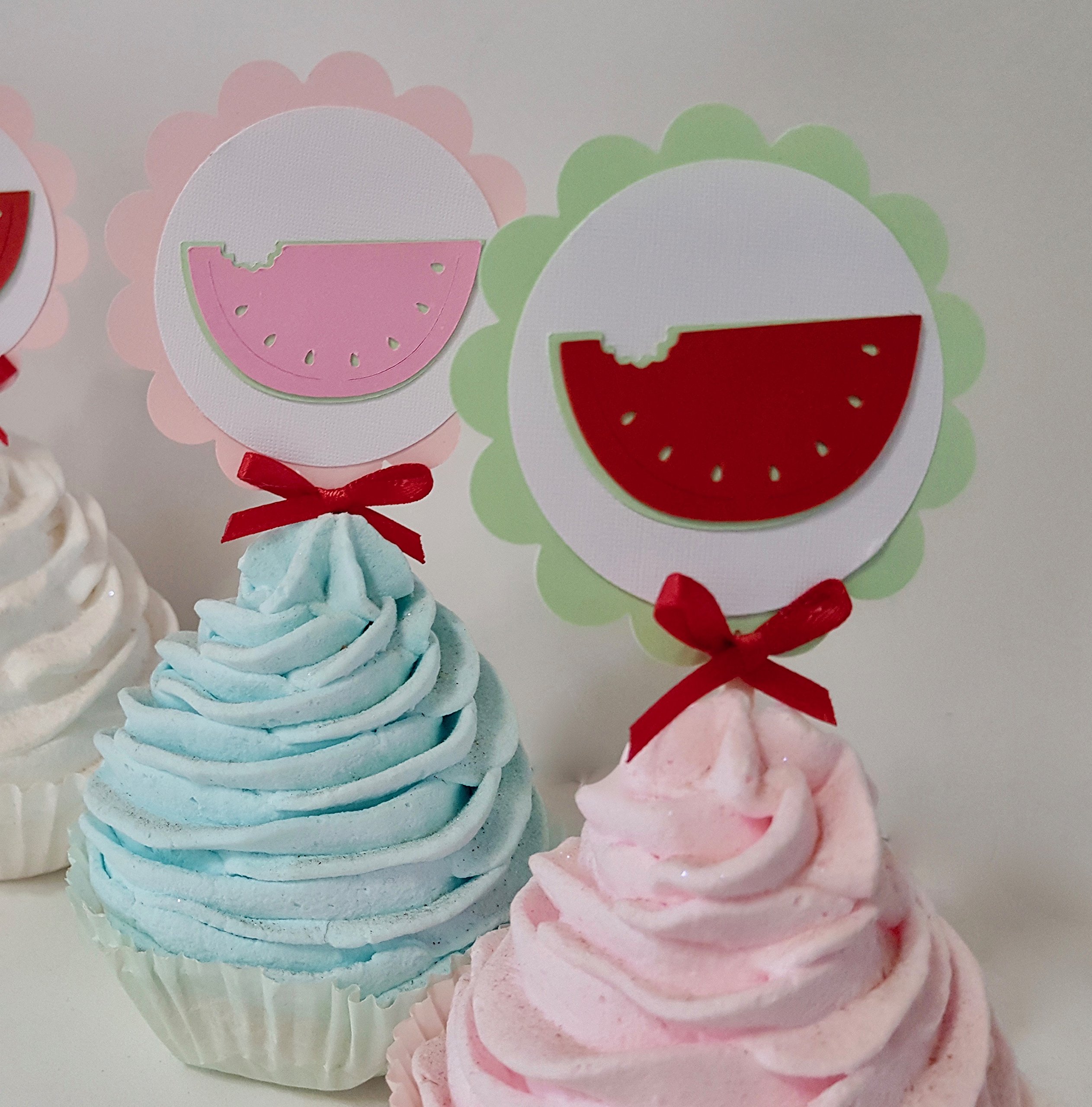 12-Pack Watermelon Cupcake Toppers - Summer Party Decorations for Birthday, Baby Shower & Wedding Cakes