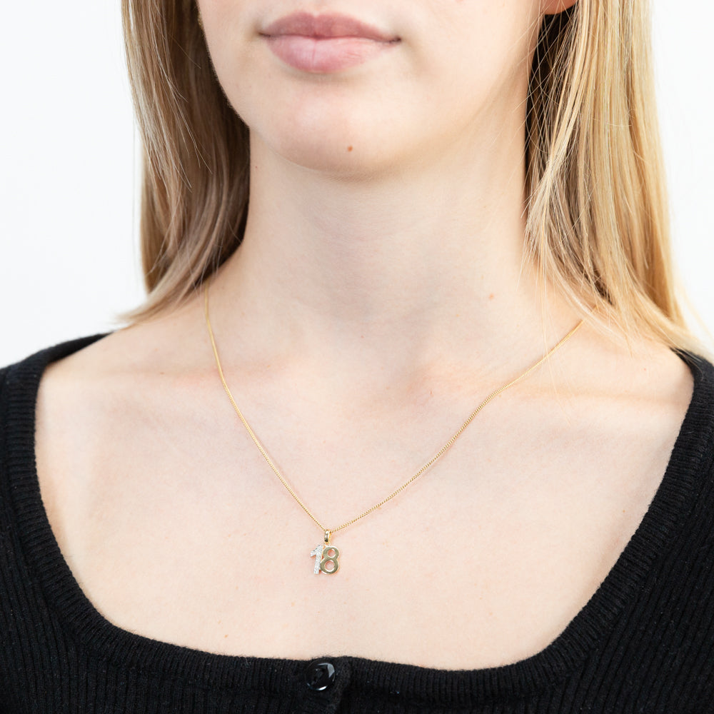 9ct Yellow Gold 18 Diamond Pendant Necklace for Women - Elegant Jewelry Gift for Anniversary, Valentine's Day & Special Occasions