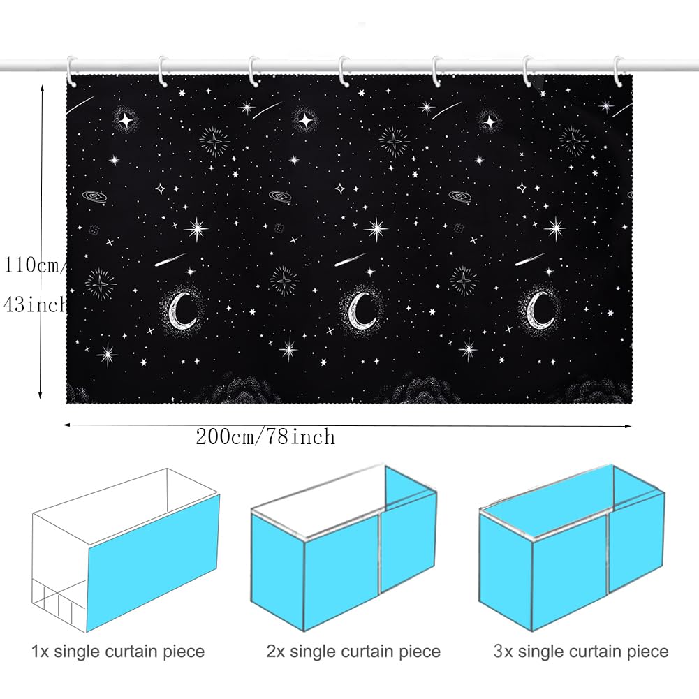 HAOZAIKEJI Blackout Bunk Bed Curtains for College Dorm - Milky Way & Moon Design, Dustproof Loft Bed Canopy with Privacy Shade - Perfect for Bottom Bunk, Dorm Room Decor & Sleep Privacy (Set of 2) | Ideal for Student Dorms, Apartment Lofts & Kids' Bedrooms