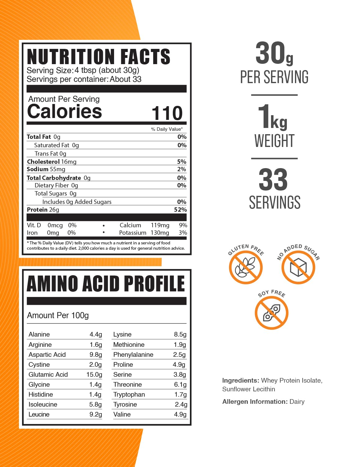 Hydrolyzed Whey Protein Isolate Powder - Unflavored, Gluten Free, 30g per Serving, 1kg (2.2 lbs) - Premium Clear Whey Isolate for Post-Workout Recovery, Muscle Building & Weight Loss - Ideal for Smoothies, Shakes & Baking