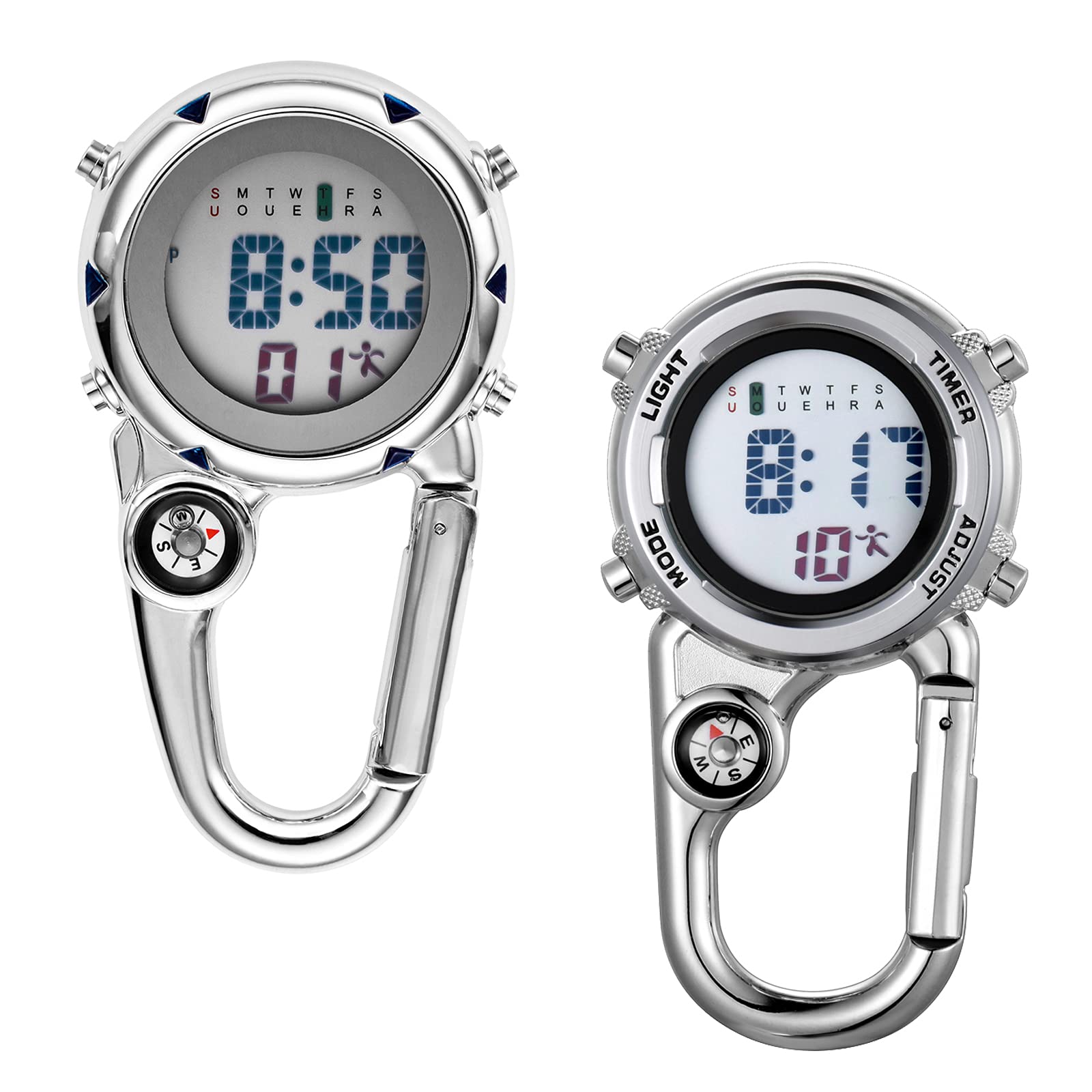 Digital Clip Watch for Men & Women - Mini Microlight Backpack Buckle Belt Fob Watch - Perfect for Rock Climbing, Doctors, Nurses, Chefs & Outdoor Activities