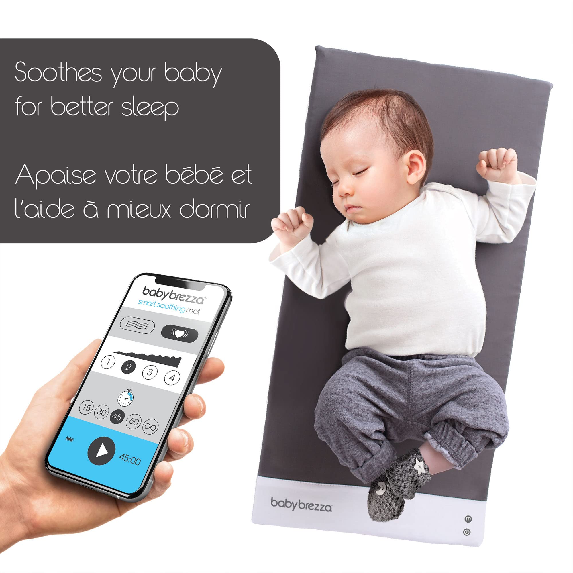Baby Brezza Smart Soothing Mat - Vibrating Baby Mat with Calming Sounds & Gentle Vibrations for Newborns 0-12 Months, Grey - Perfect for Nursery, Bedtime & Soothing Fussy Babies to Sleep