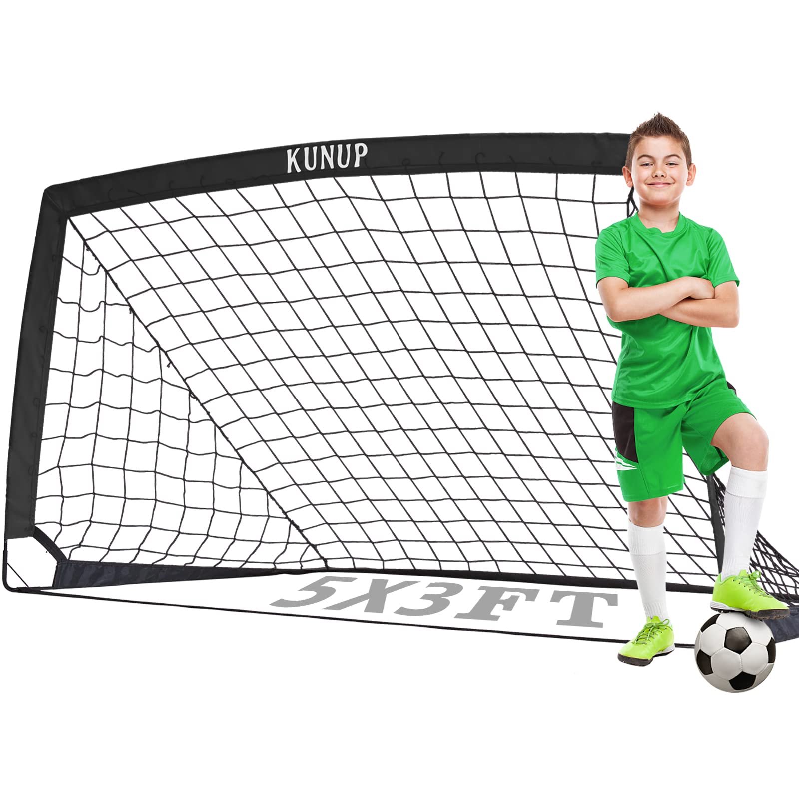 Foldable Soccer Goal for Kids & Adults - 5x3, 6x4, 9x5FT Portable Soccer Net with Carrying Bag - Perfect for Backyard Training, Youth Soccer Practice & Outdoor Sports Games