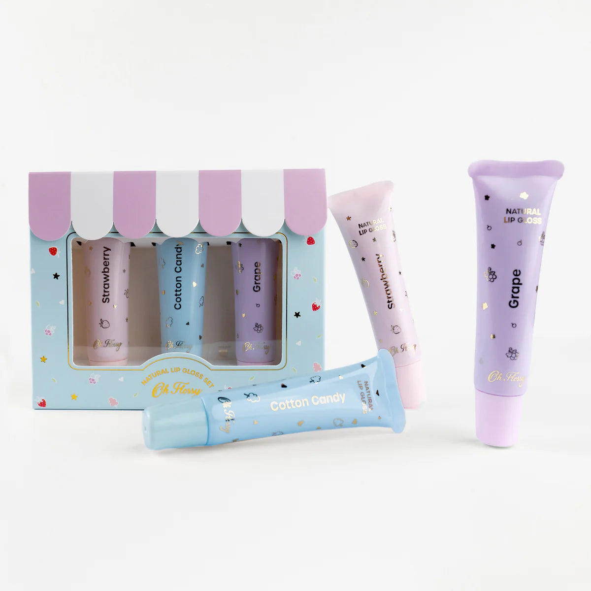Oh Flossy Natural Lip Gloss Set - 6 Vegan & Cruelty-Free Moisturizing Lip Glosses for Women, Perfect for Daily Wear & Special Occasions