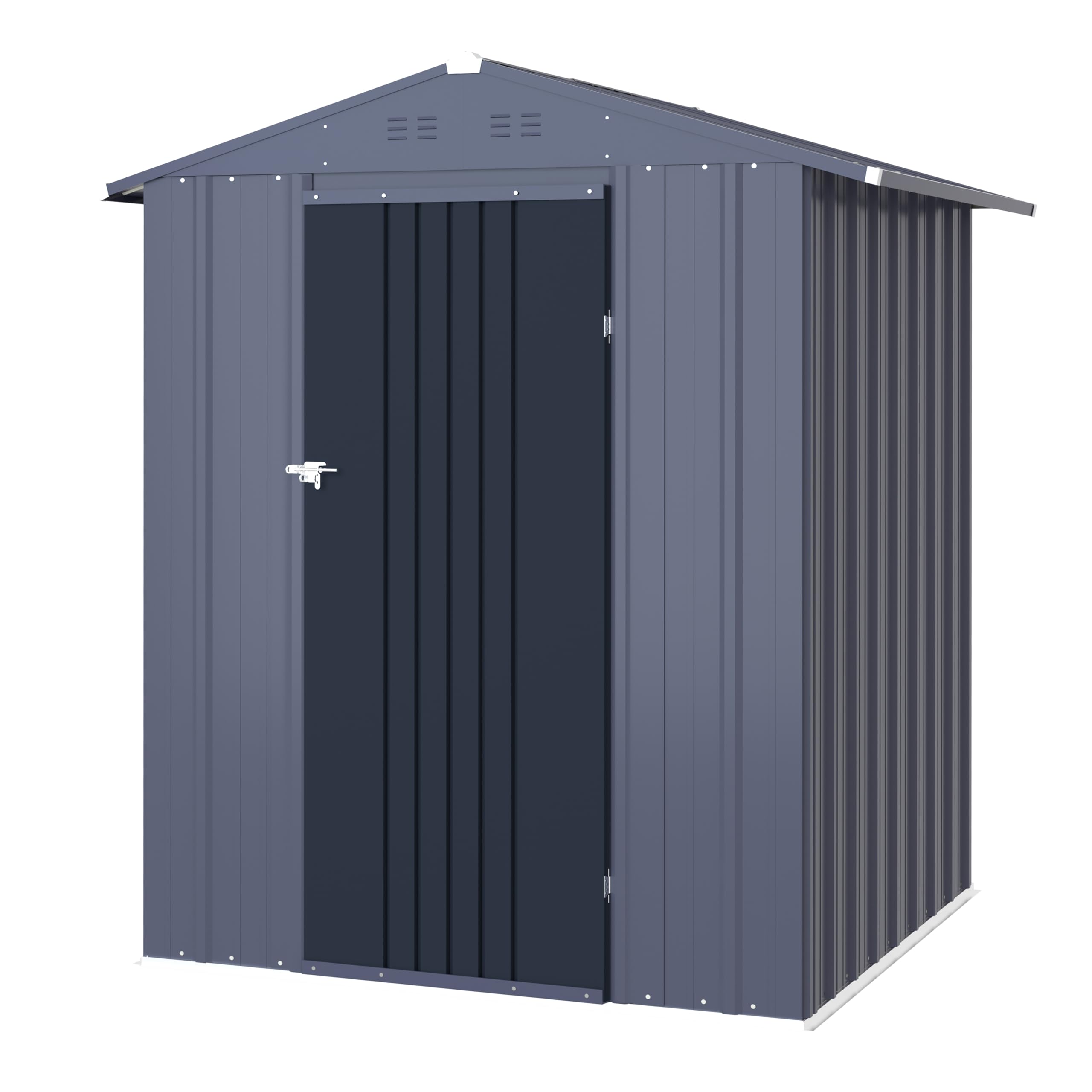 VEIKOU 4x4 Outdoor Storage Shed - Heavy Duty Galvanized Steel, Lockable Door & Air Vents - Weatherproof Metal Shed for Patio, Lawn, Garden, Backyard (Grey) - Perfect for Storing Tools, Equipment & Outdoor Gear