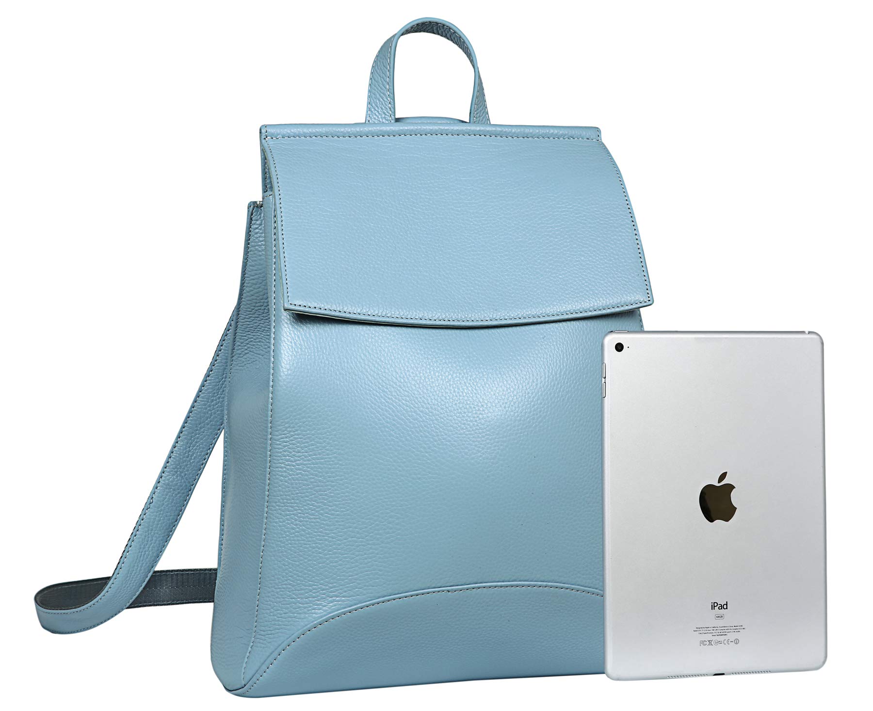 HESHE Women's Light Blue Backpack Purse - Stylish Shoulder Bag & Bookbag for College, Travel, Work & Daily Use | Cute Ladies Handbag with Multiple Pockets
