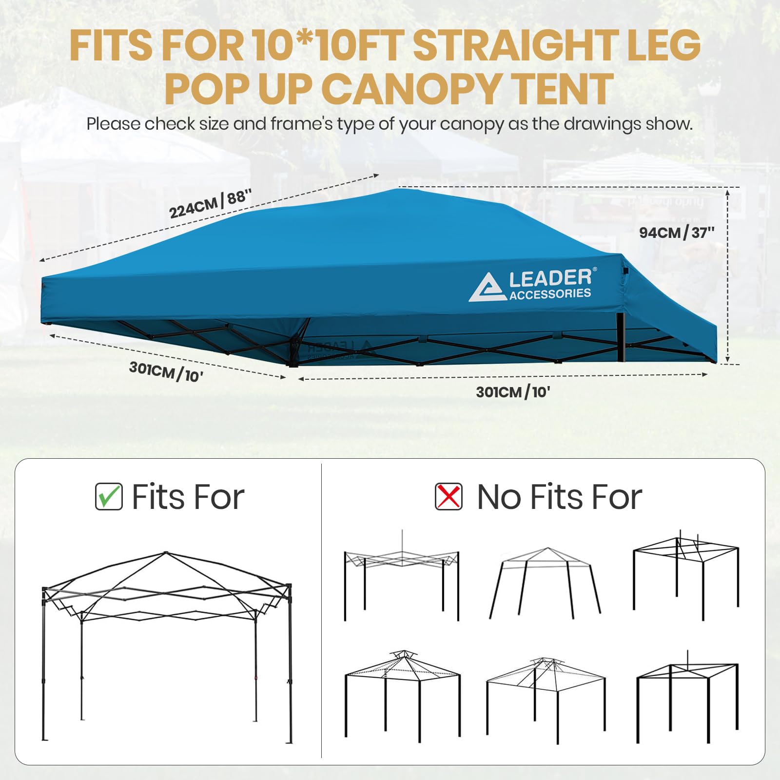 10'x10' Pop Up Canopy Replacement Top - Blue for Outdoor Events