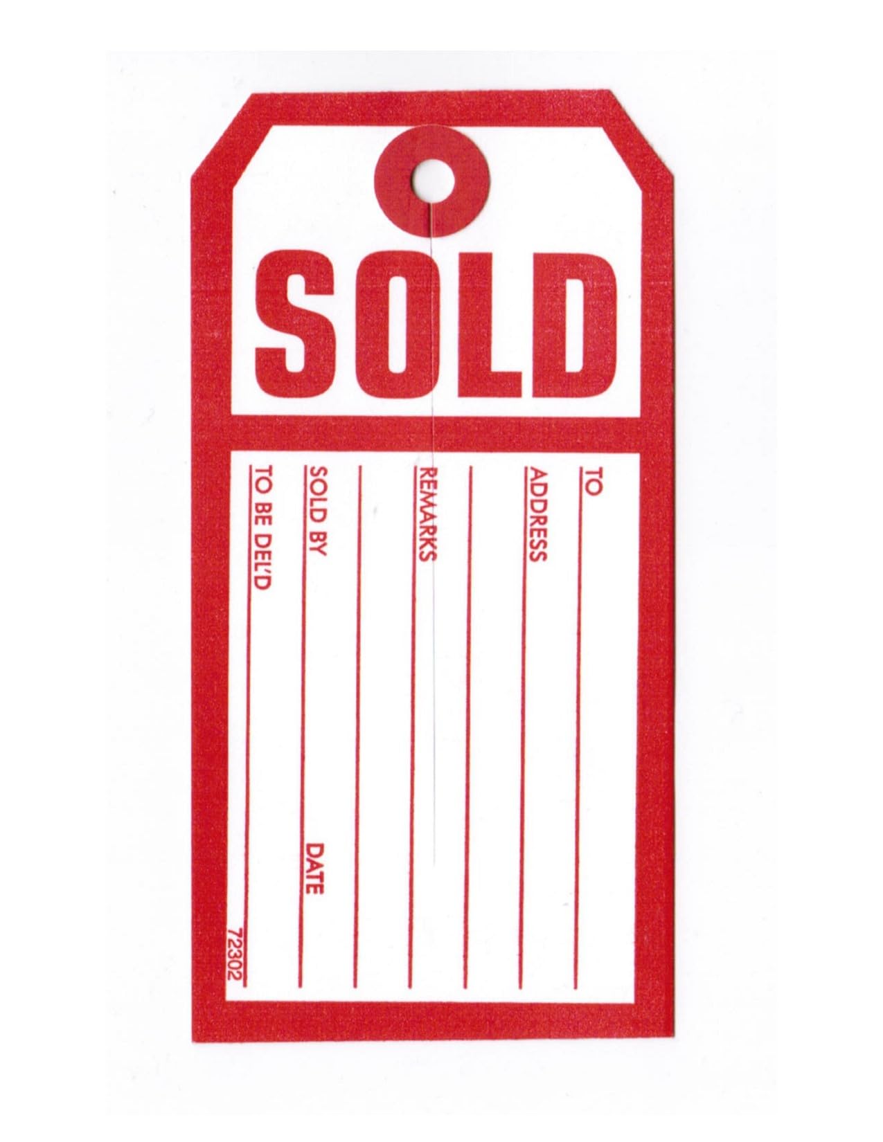 White and Red Sold Tags - Pack of 1,000 (4.75 x 2.5 Inches) for Retail Stores, Yard Sales and Inventory Management
