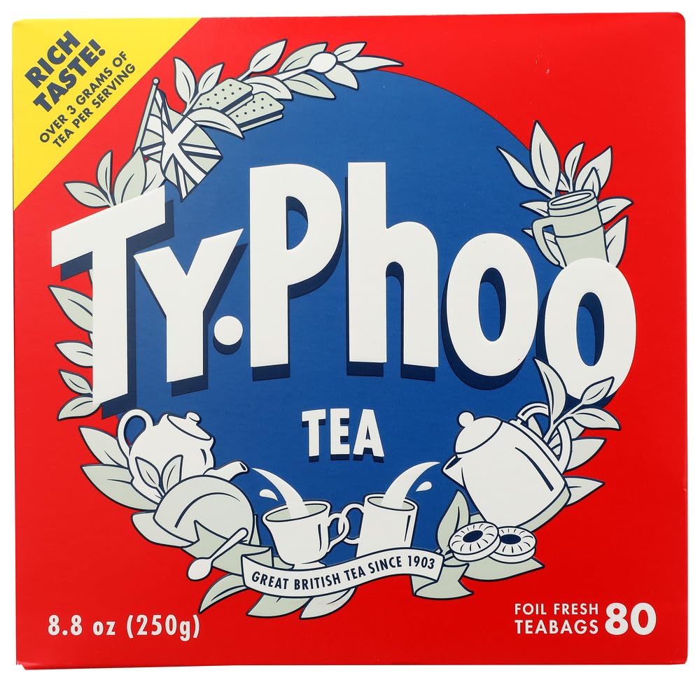Typhoo Black Tea Bags - 80 Count (Pack of 12) | Premium English Breakfast Tea | Perfect for Morning Boost, Afternoon Relaxation & Office Use