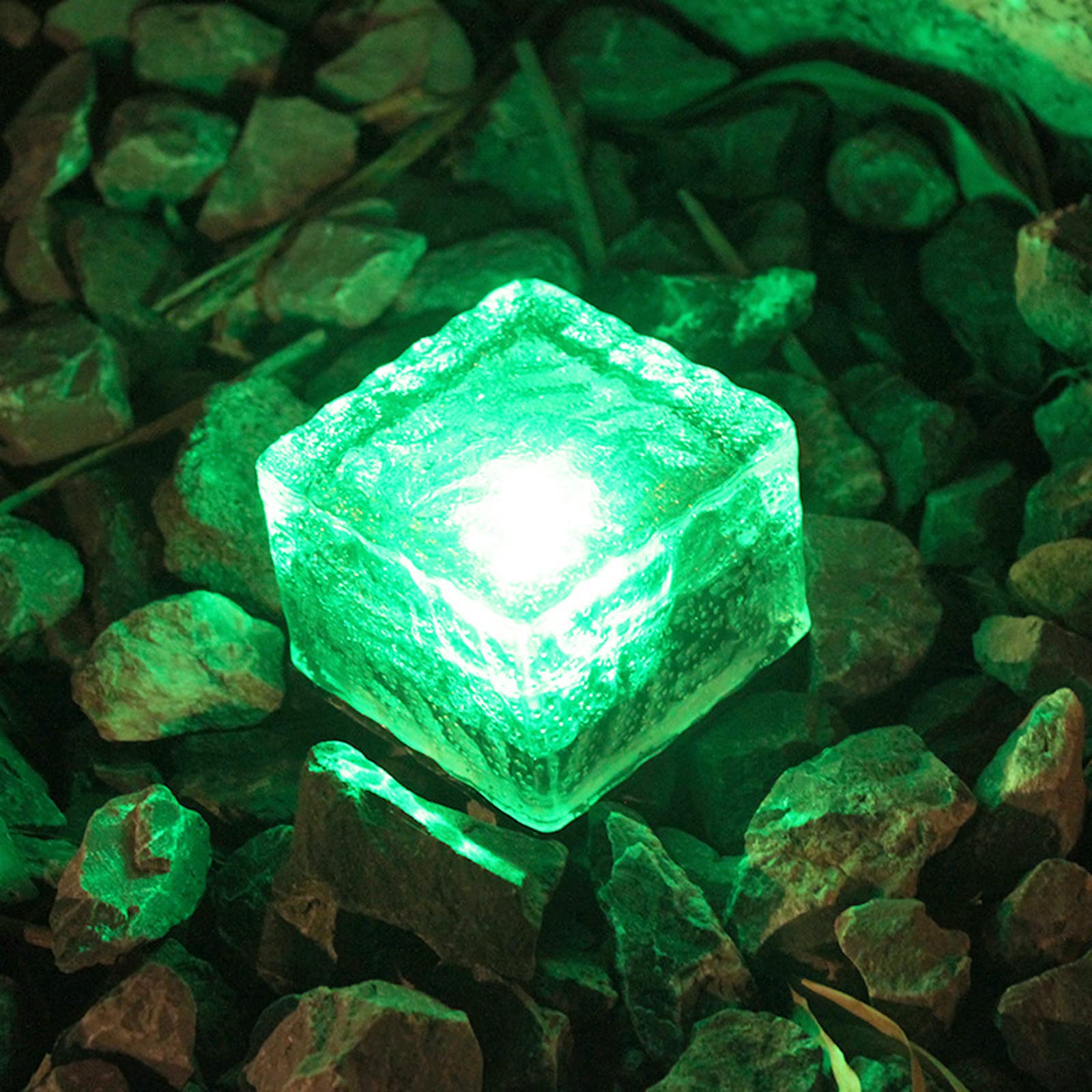 4 Pack Solar Glass Brick Lights - Waterproof LED Landscape Path Lights with Frosted Ice Cube Design for Outdoor Yard, Garden, Walkway | Perfect for Christmas, Halloween, Patio & Driveway Decoration