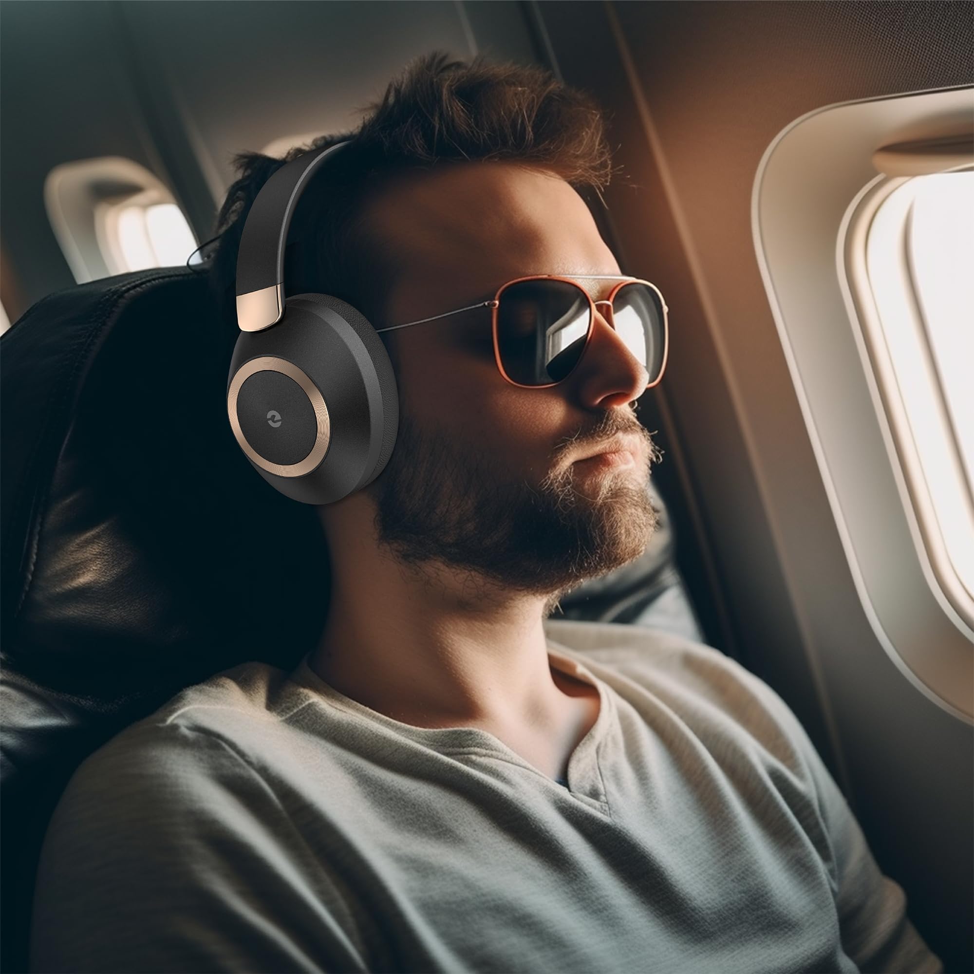 Premium Active Noise Cancelling Wireless Headphones - 100H Playtime Bluetooth Over-Ear Headset with Built-in Mic | Perfect for Travel, Home Office, Calls, Music & Online Meetings (Comfortable for Long Wear)