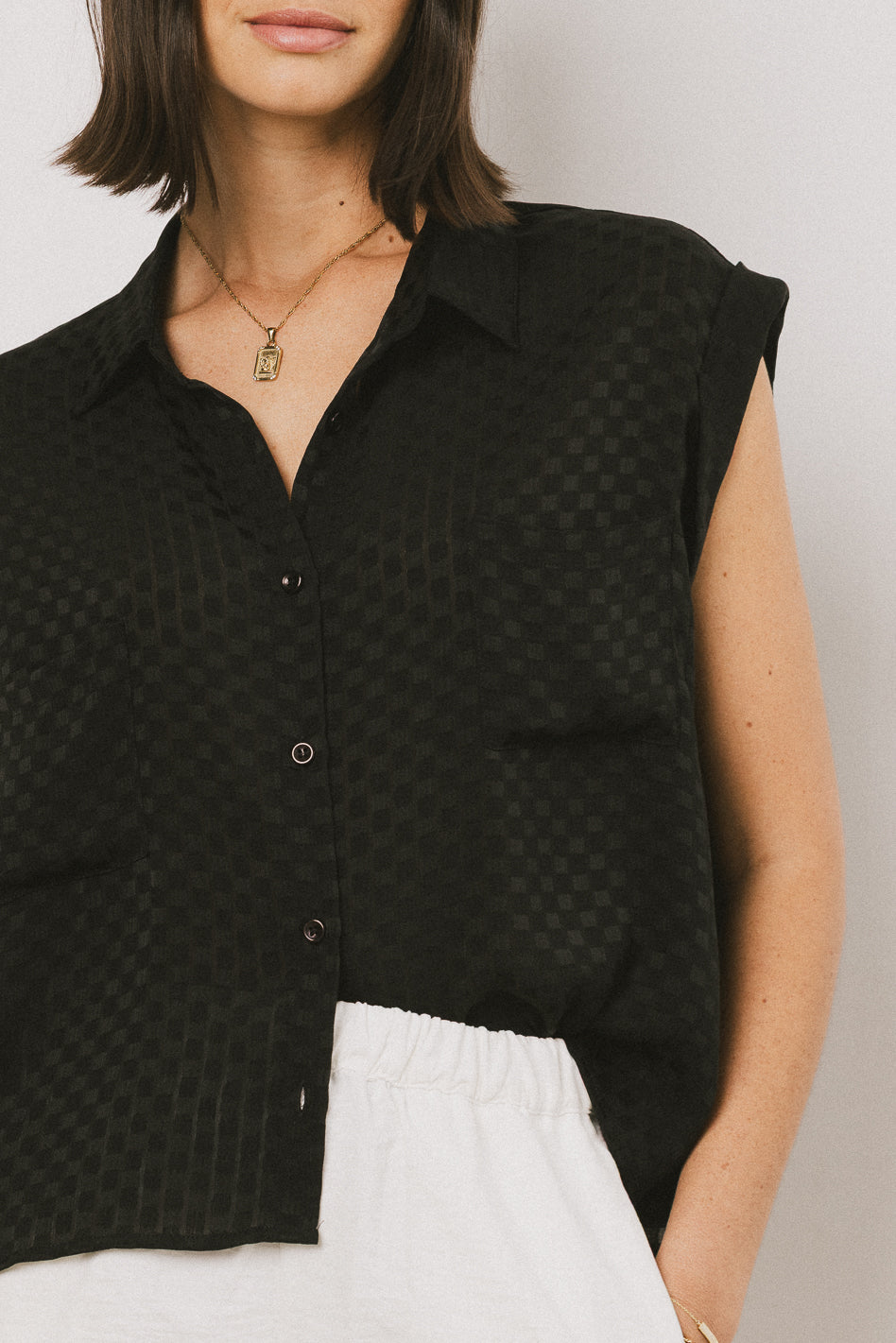 Black Luka Checkered Button-Up Shirt for Men - Casual & Formal Wear - Perfect for Office, Date Night & Outdoor Activities