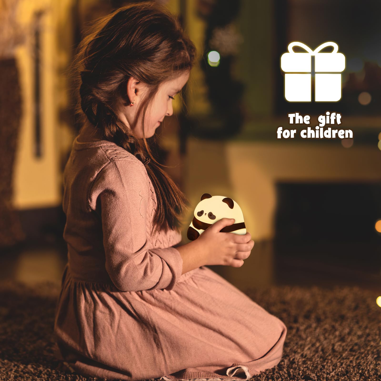 **Cute Panda Night Light - LED Silicone Squishy Animal Lamp for Kids with 3 Dimming Levels - Soft & Safe Nursery Nightlight for Boys & Girls - Fun Room Decor & Breastfeeding Light - Perfect for Bedtime, Baby Rooms & Relaxation**