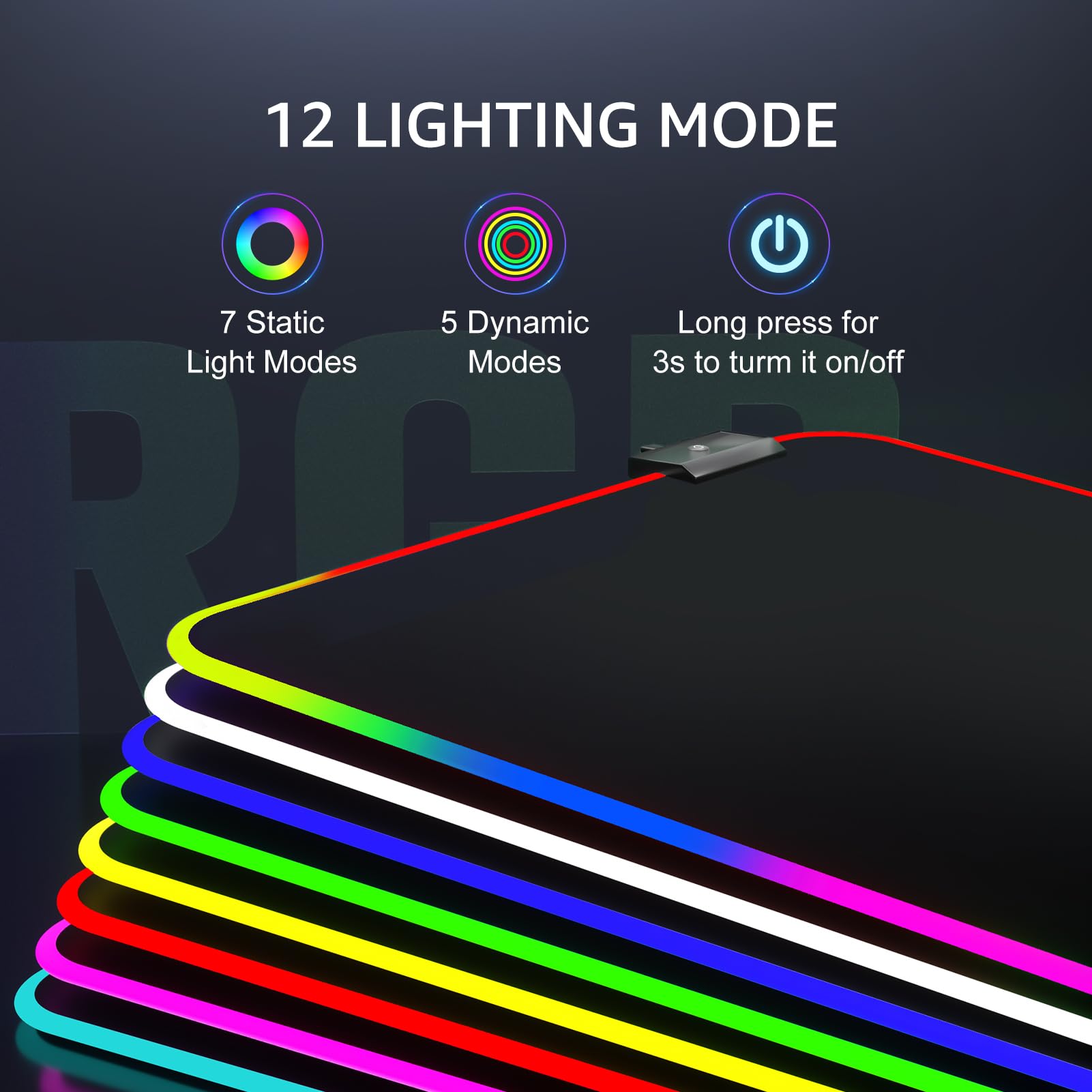 KTRIO RGB Large Gaming Mouse Pad with Stitched Edges - LED Extended Mousepad, Non-Slip Base & Water-Resistant Micro-Weave Cloth - 35.4