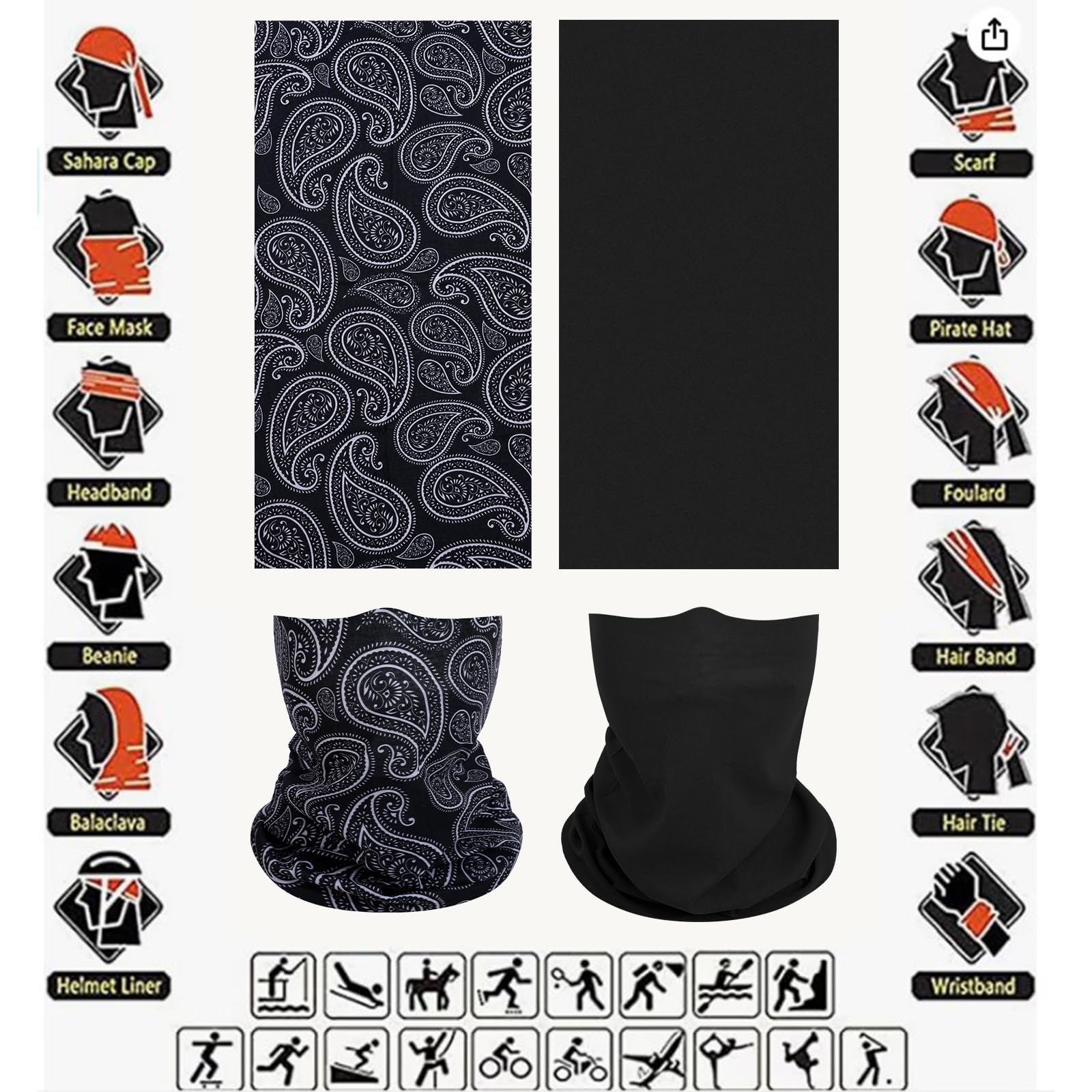 Breathable Face Mask & Neck Gaiter - Seamless Multi-Purpose Bandana Scarf for Dust, Wind & UV Protection - Perfect for Outdoor Activities, Hiking, Cycling & Travel
