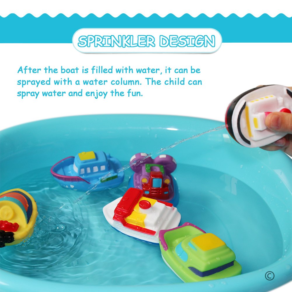 6PCS Floating Bath Toys for Babies - Soft Bathtub Boat, Learning Water & Squirt Toys for Toddlers | Fun Bath Time Play & Early Education