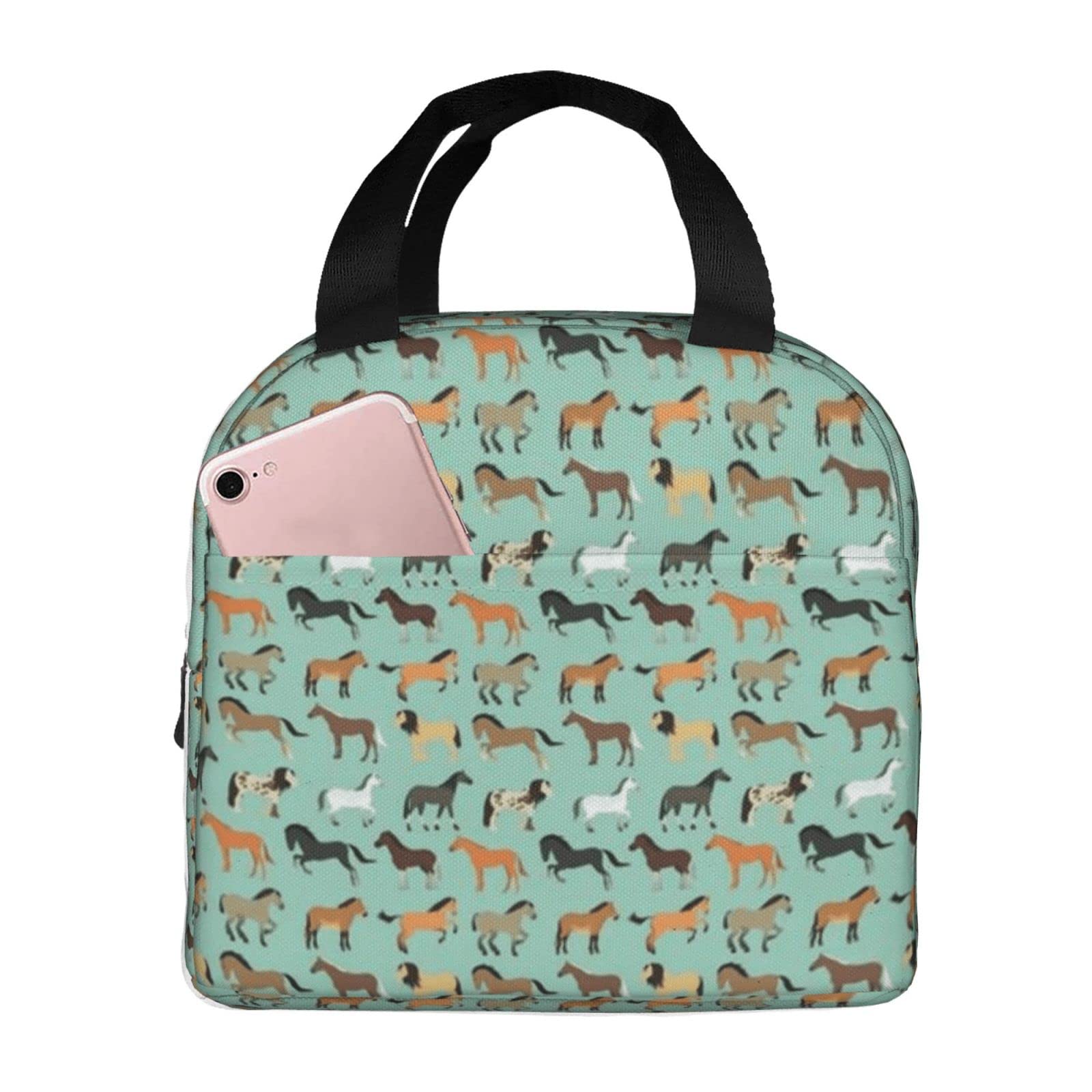 **Cartoon Insulated Lunch Bag for Kids - Horse Design Tote Lunch Box for School, Work, Fishing & Picnic - Perfect for Boys & Girls**